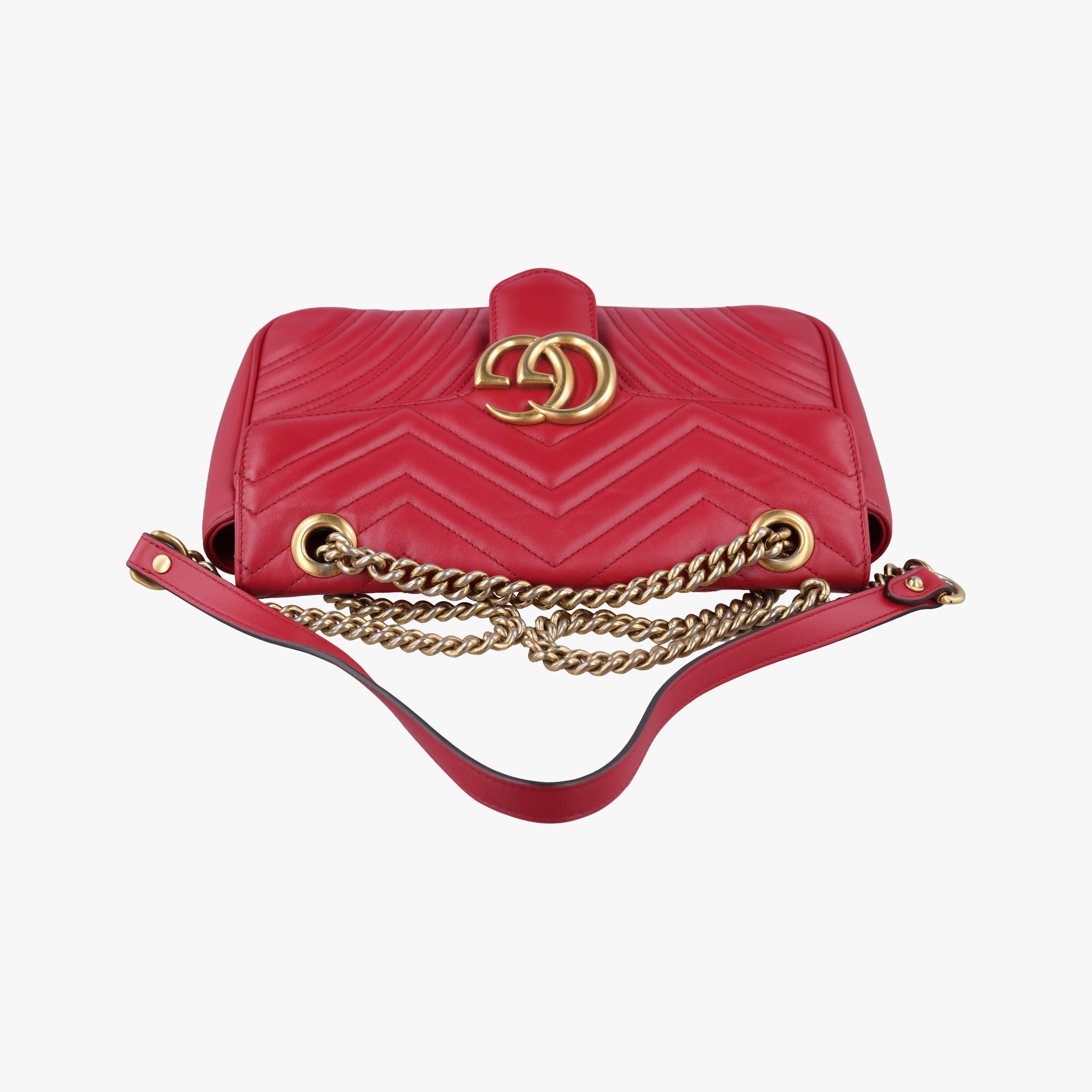Pre-owned Gucci GG Marmont Red Leather 443497 shoulderbag | stylenewstar