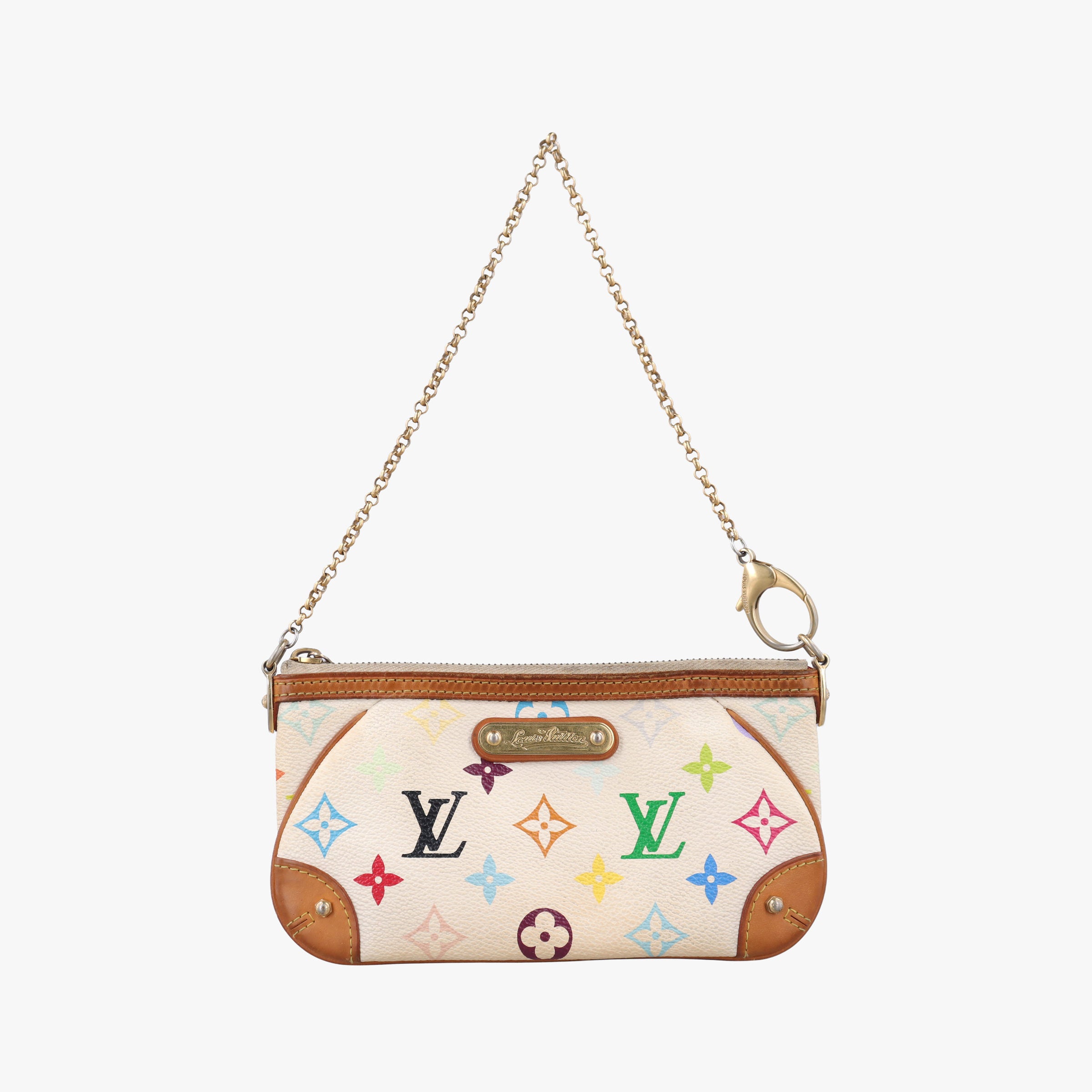 Pre-owned Louis Vuitton Pochette Mira MM Pouch white Monogram Multicolor M60096 handbag | stylenewstar