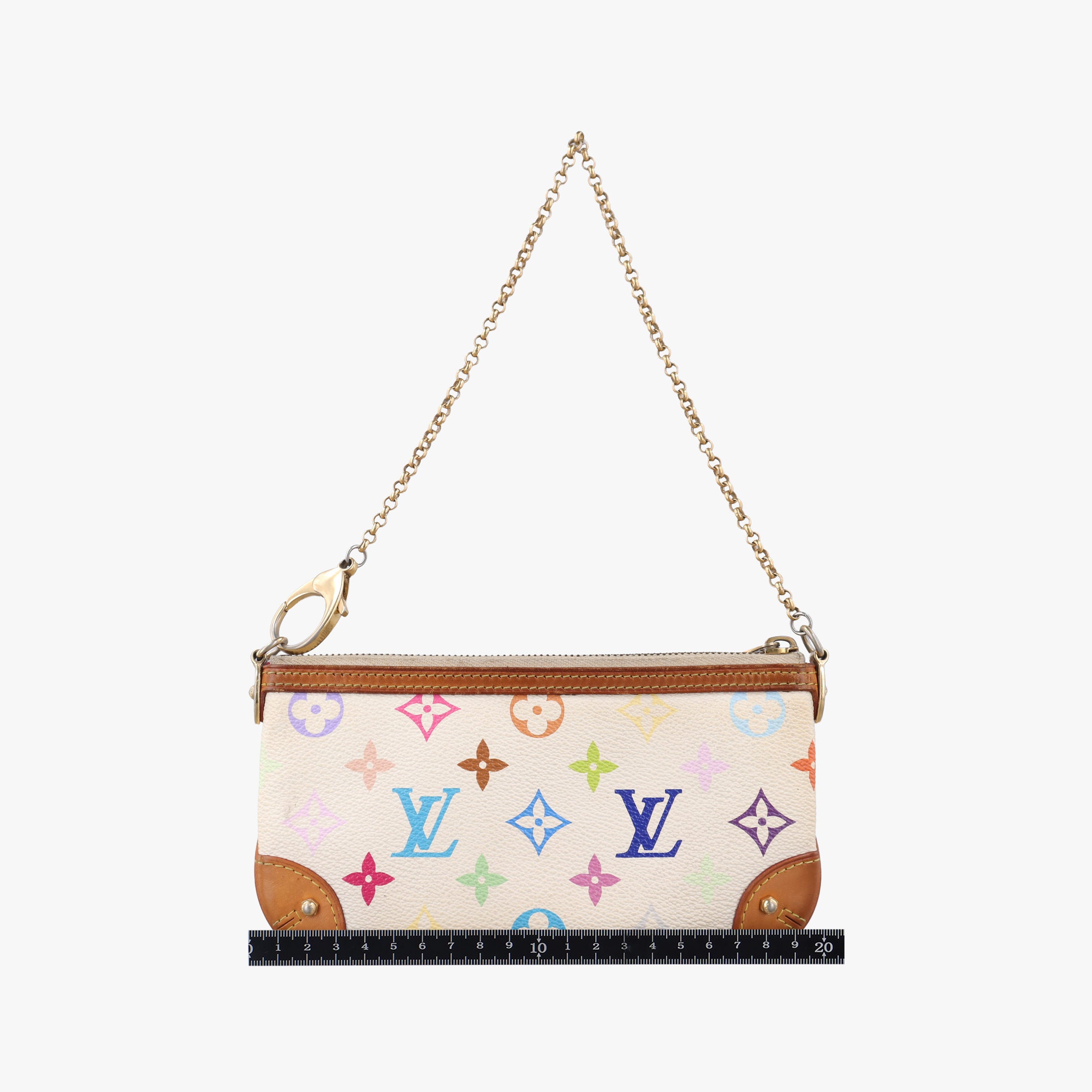 Pre-owned Louis Vuitton Pochette Mira MM Pouch white Monogram Multicolor M60096 handbag | stylenewstar