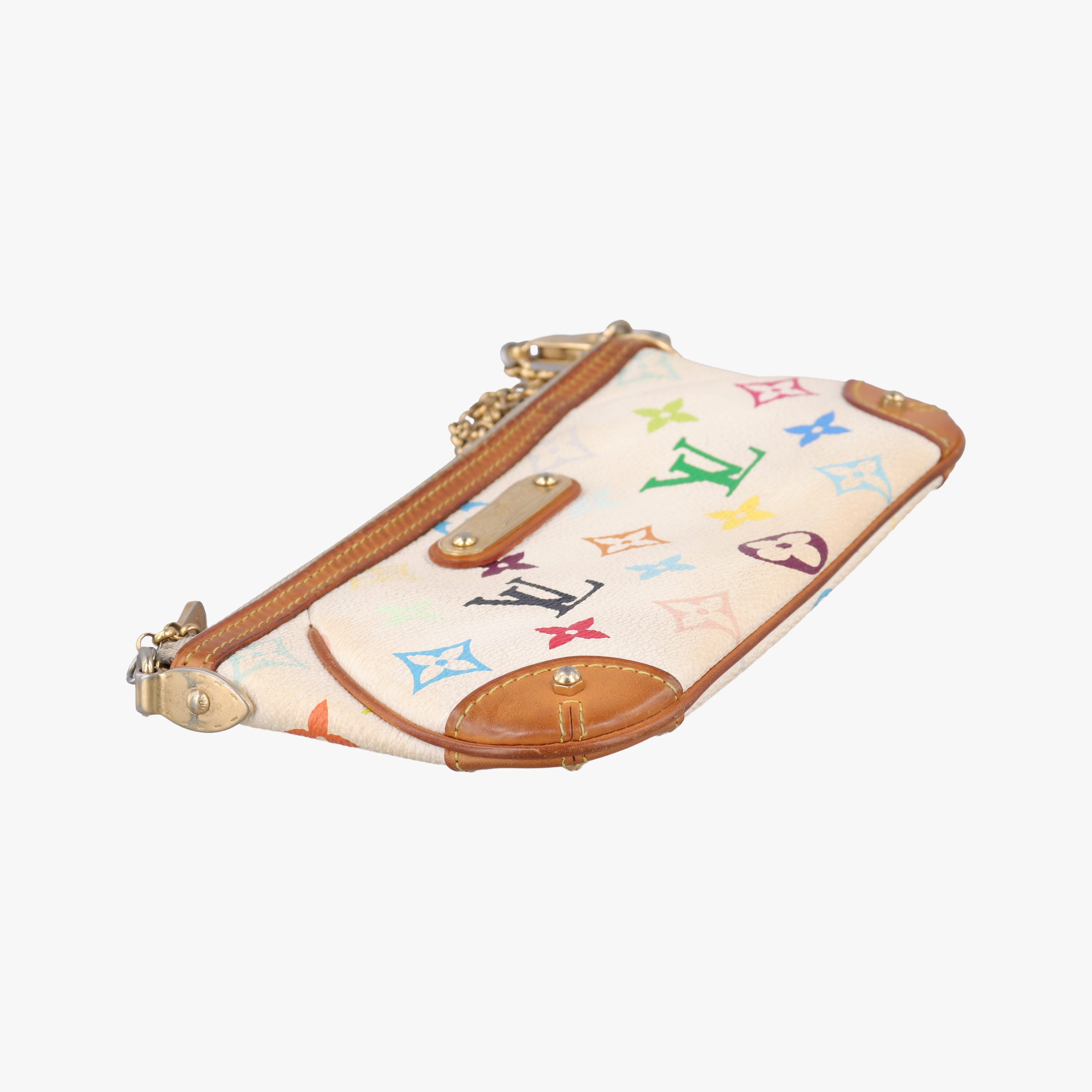Pre-owned Louis Vuitton Pochette Mira MM Pouch white Monogram Multicolor M60096 handbag | stylenewstar