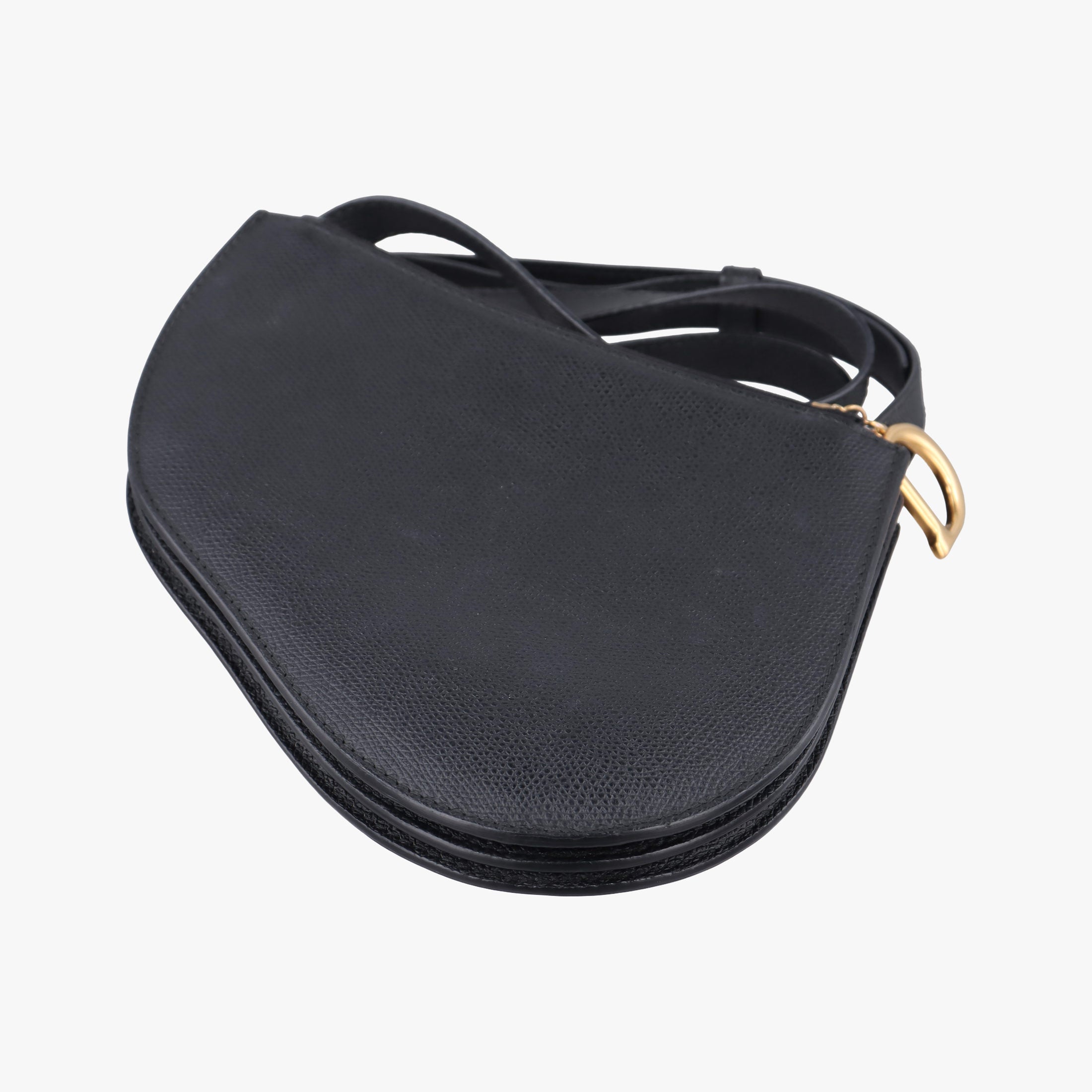 Pre-owned Christian Dior Saddle Black Leather  shoulderbag | stylenewstar