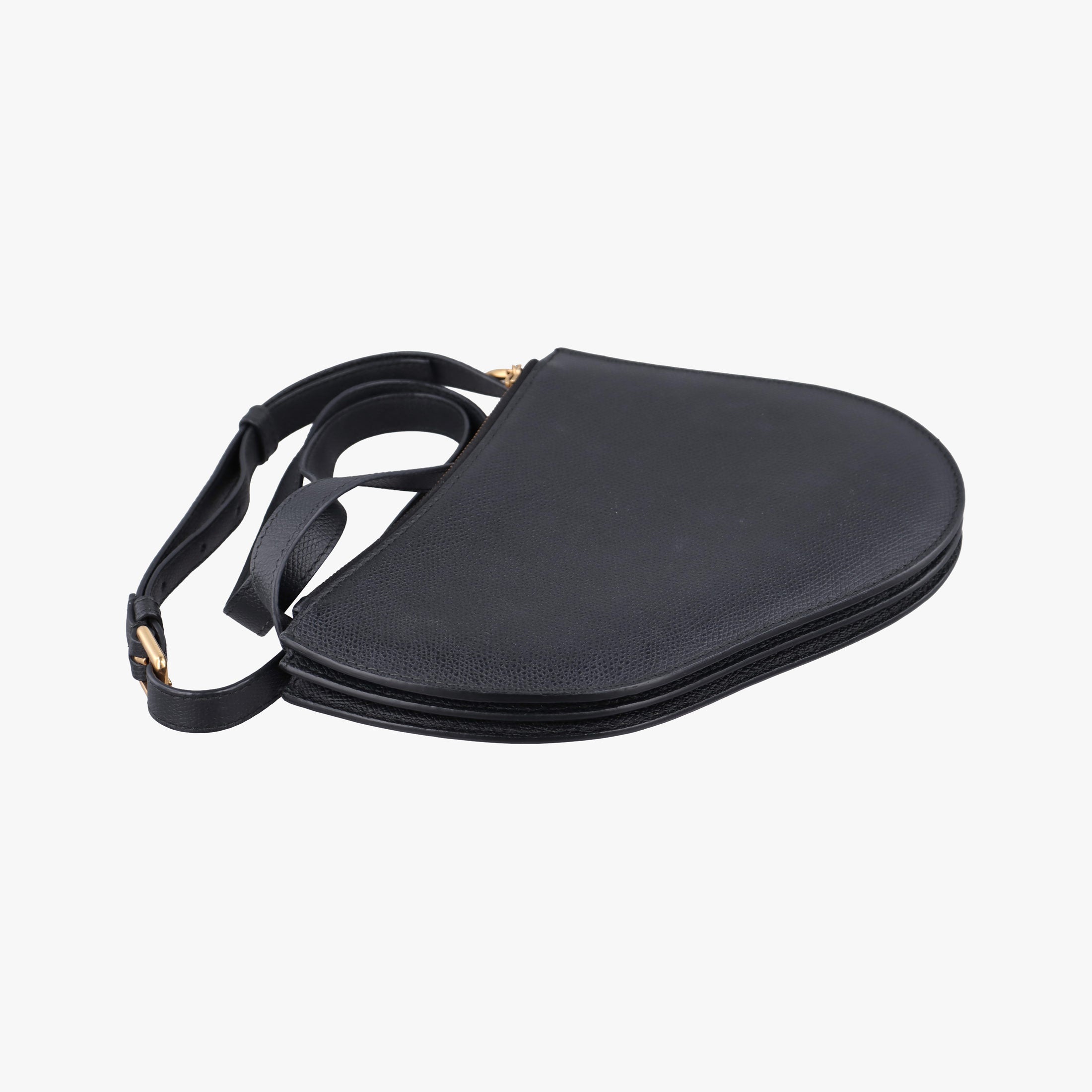 Pre-owned Christian Dior Saddle Black Leather  shoulderbag | stylenewstar