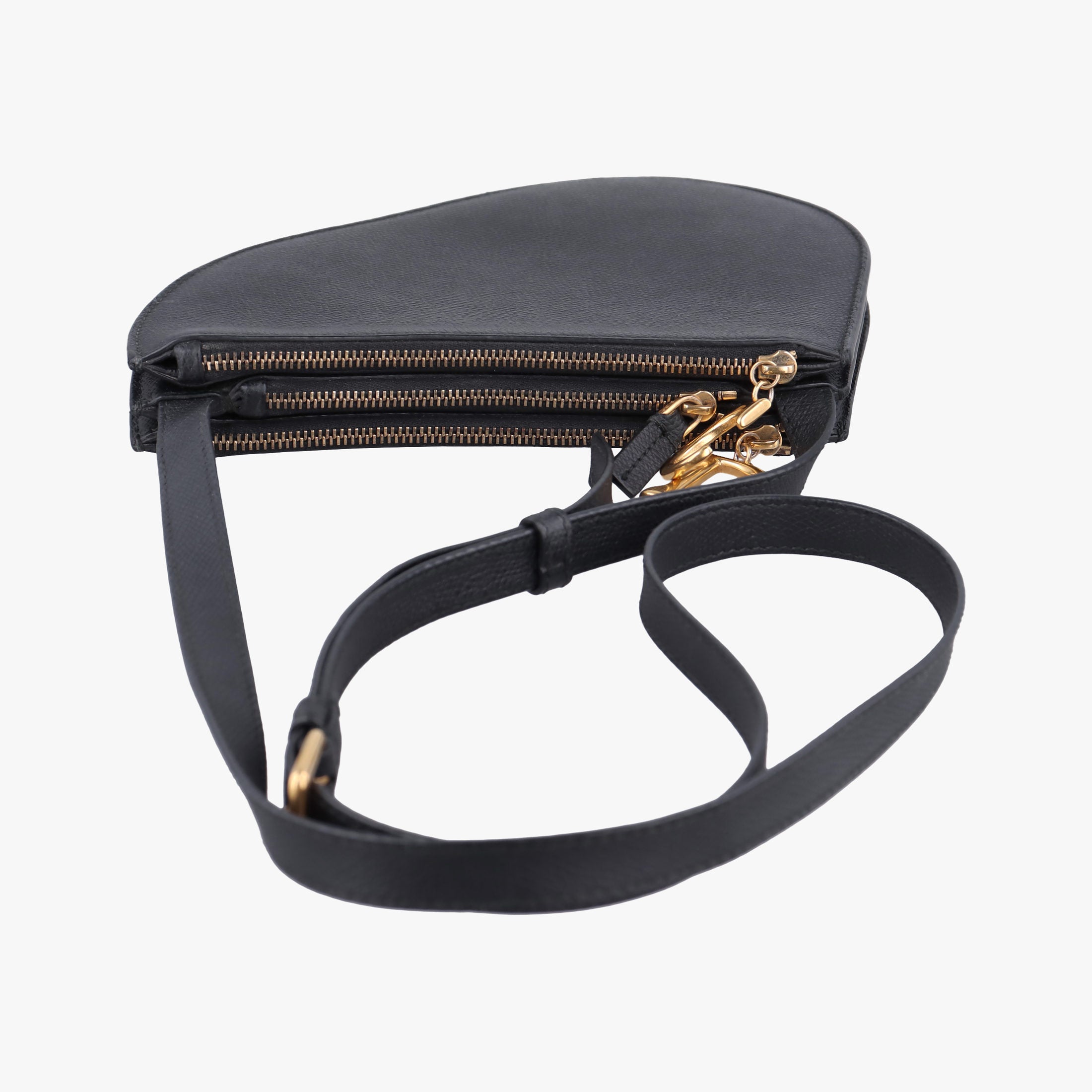 Pre-owned Christian Dior Saddle Black Leather  shoulderbag | stylenewstar