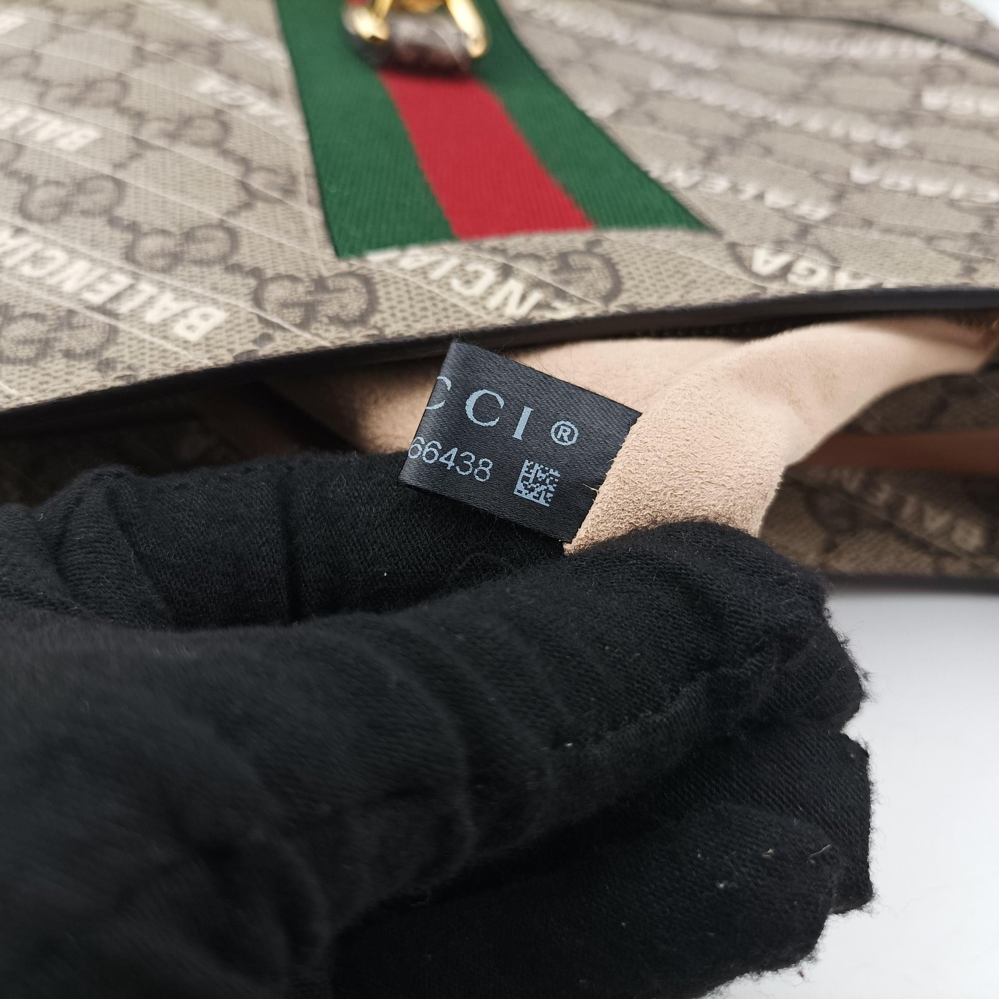 Pre-owned Gucci Balenciaga collaboration The Hacker Project Jackie 1961 beige×red×green PVC coated canvas 636706 shoulderbag | stylenewstar