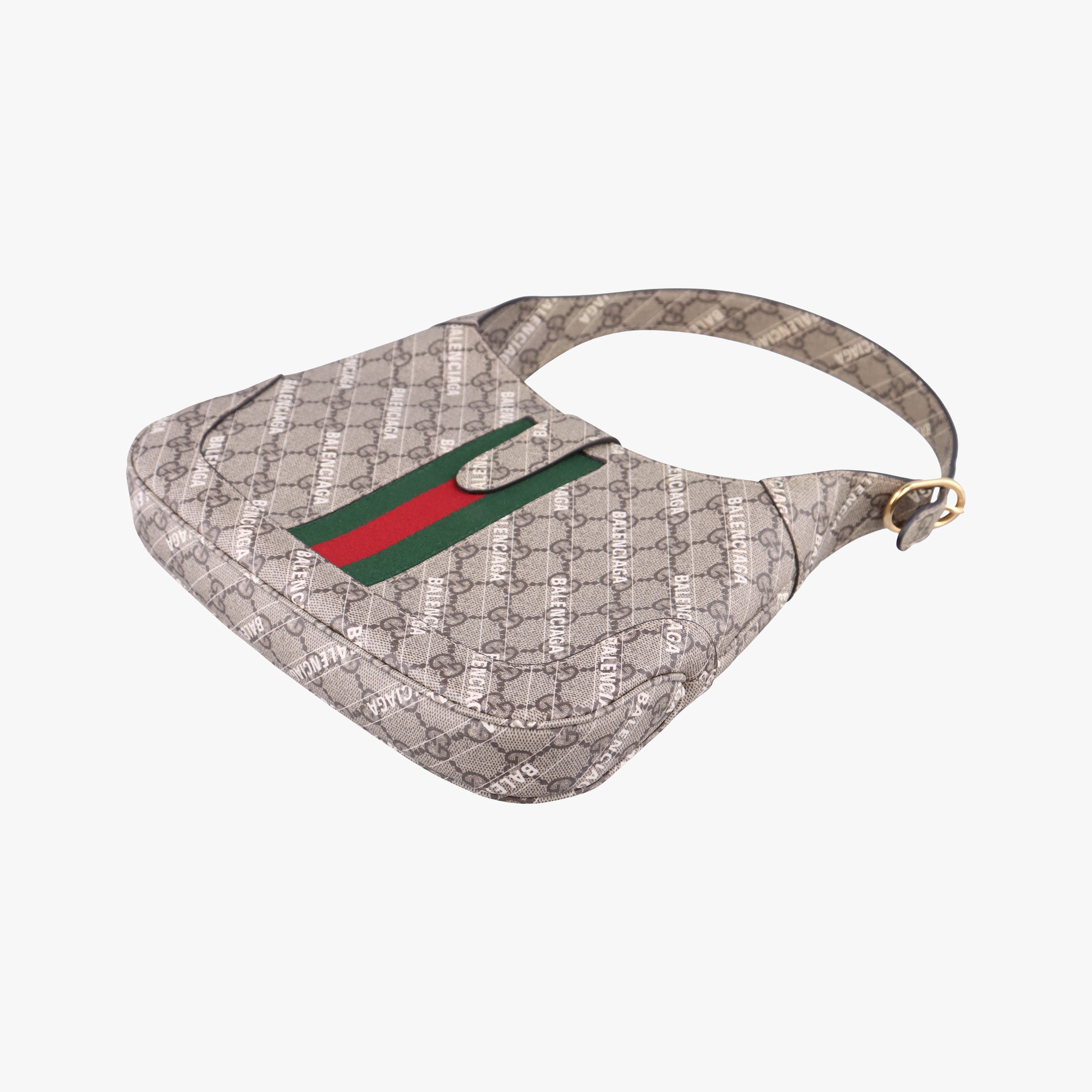 Pre-owned Gucci Balenciaga collaboration The Hacker Project Jackie 1961 beige×red×green PVC coated canvas 636706 shoulderbag | stylenewstar