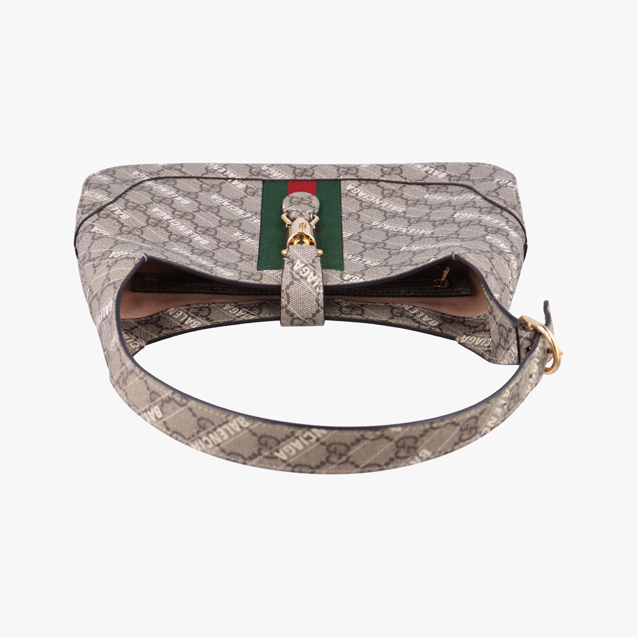 Pre-owned Gucci Balenciaga collaboration The Hacker Project Jackie 1961 beige×red×green PVC coated canvas 636706 shoulderbag | stylenewstar