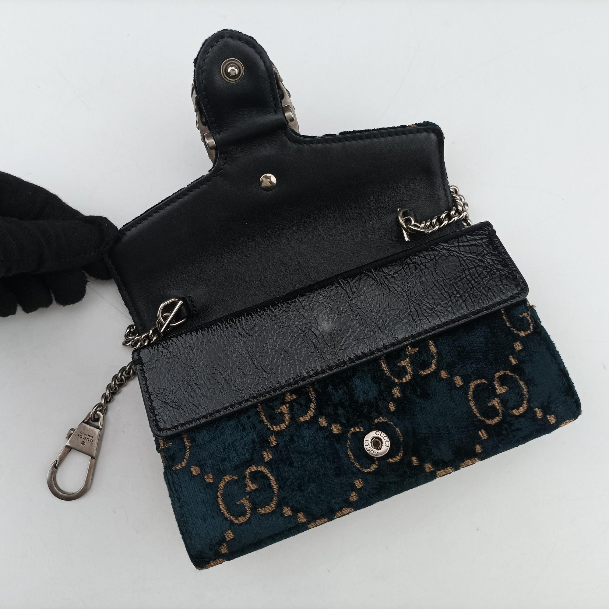 Pre-owned Gucci Dionysus Navy×Black velour 476432 shoulderbag | stylenewstar