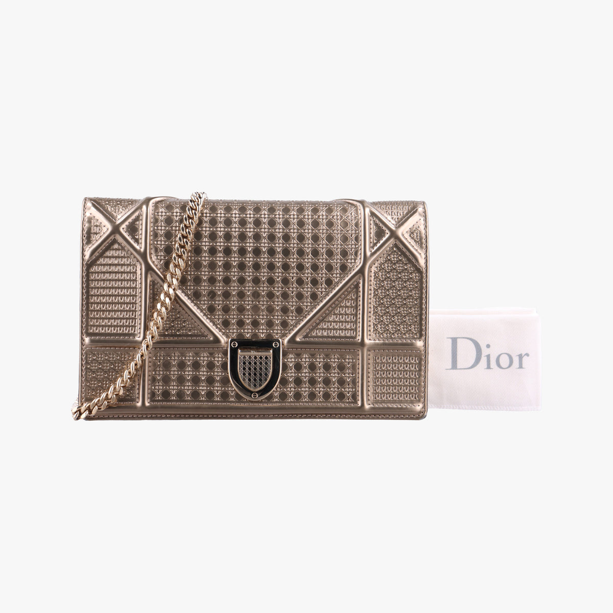 Pre-owned Christian Dior Diorama Golden leather  shoulderbag | stylenewstar