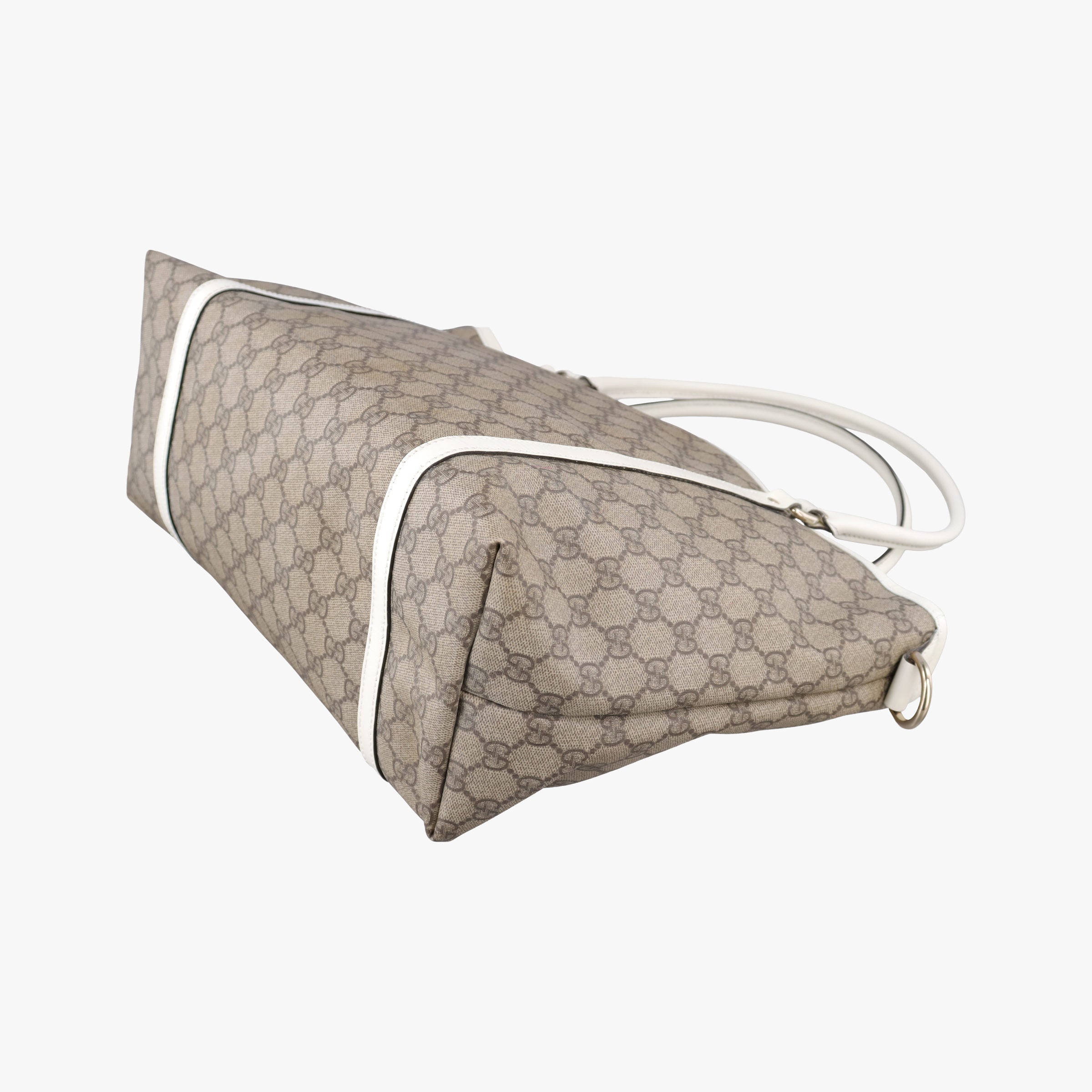 Vintage Gucci GG Supreme GG Plus heart flower beige×white PVC coated canvas×Leather 197953 handbag | stylenewstar