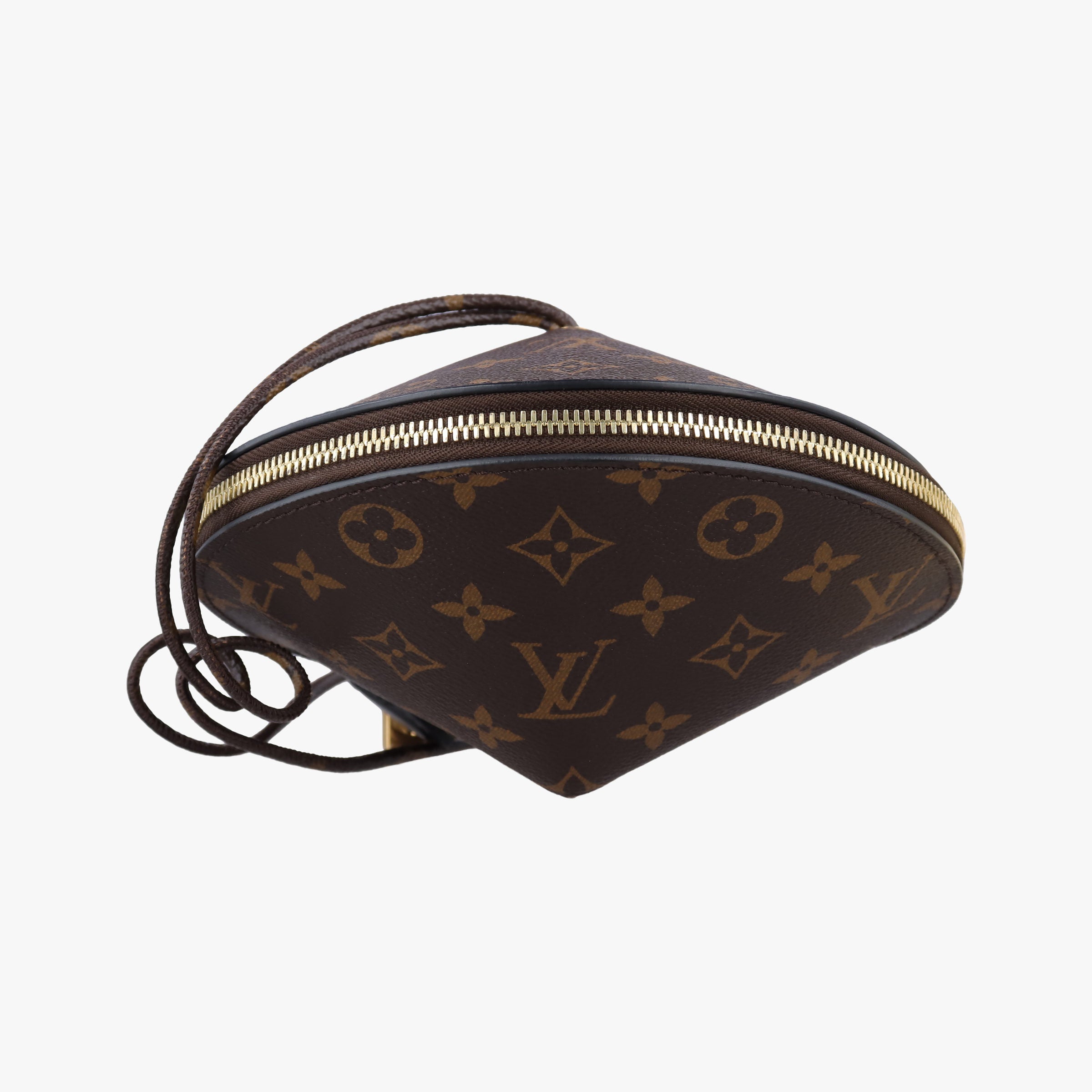 Pre-owned Louis Vuitton Toupie Marron Monogram Coated Canvas × Calfskin Leather M44592 clutchbag | stylenewstar
