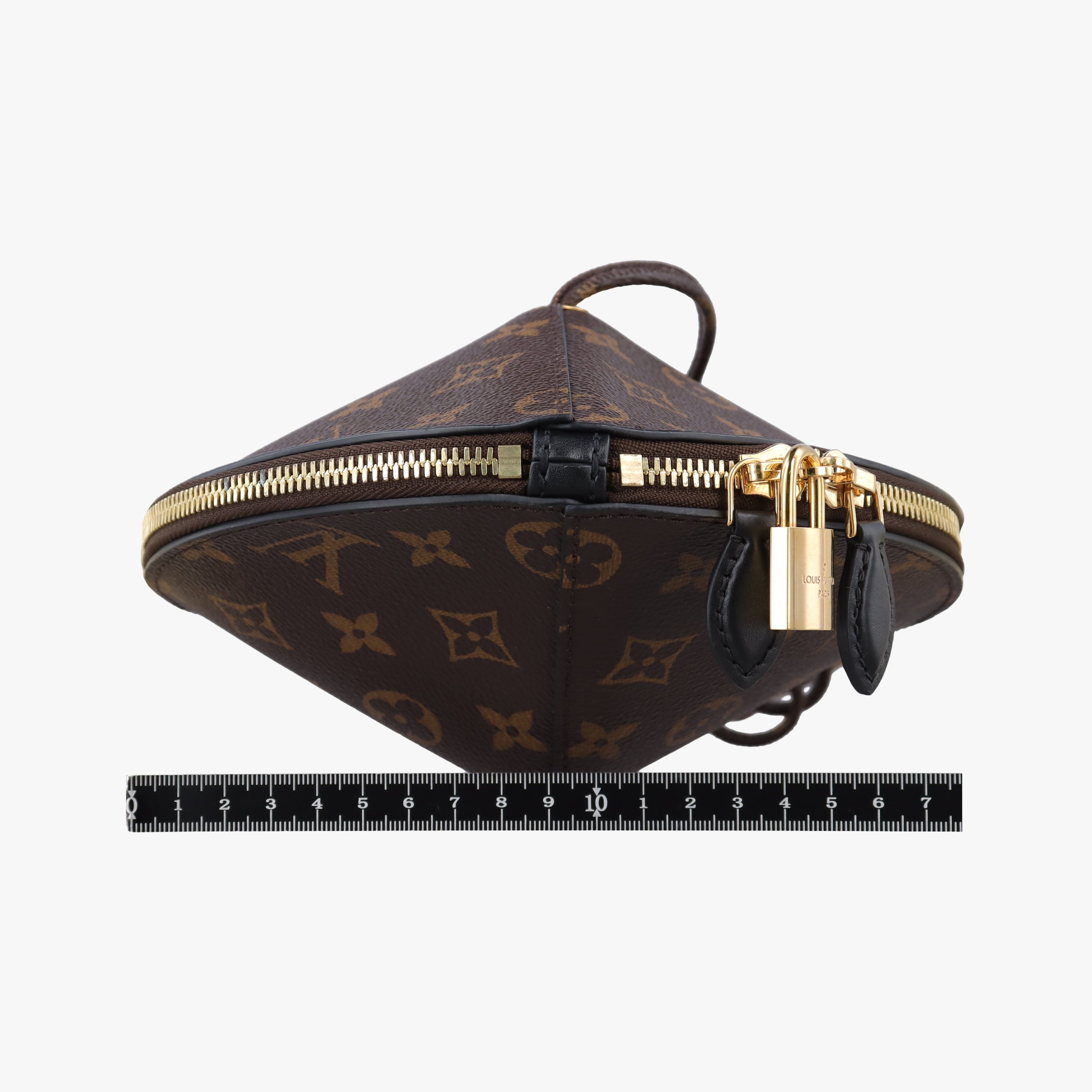 Pre-owned Louis Vuitton Toupie Marron Monogram Coated Canvas × Calfskin Leather M44592 clutchbag | stylenewstar