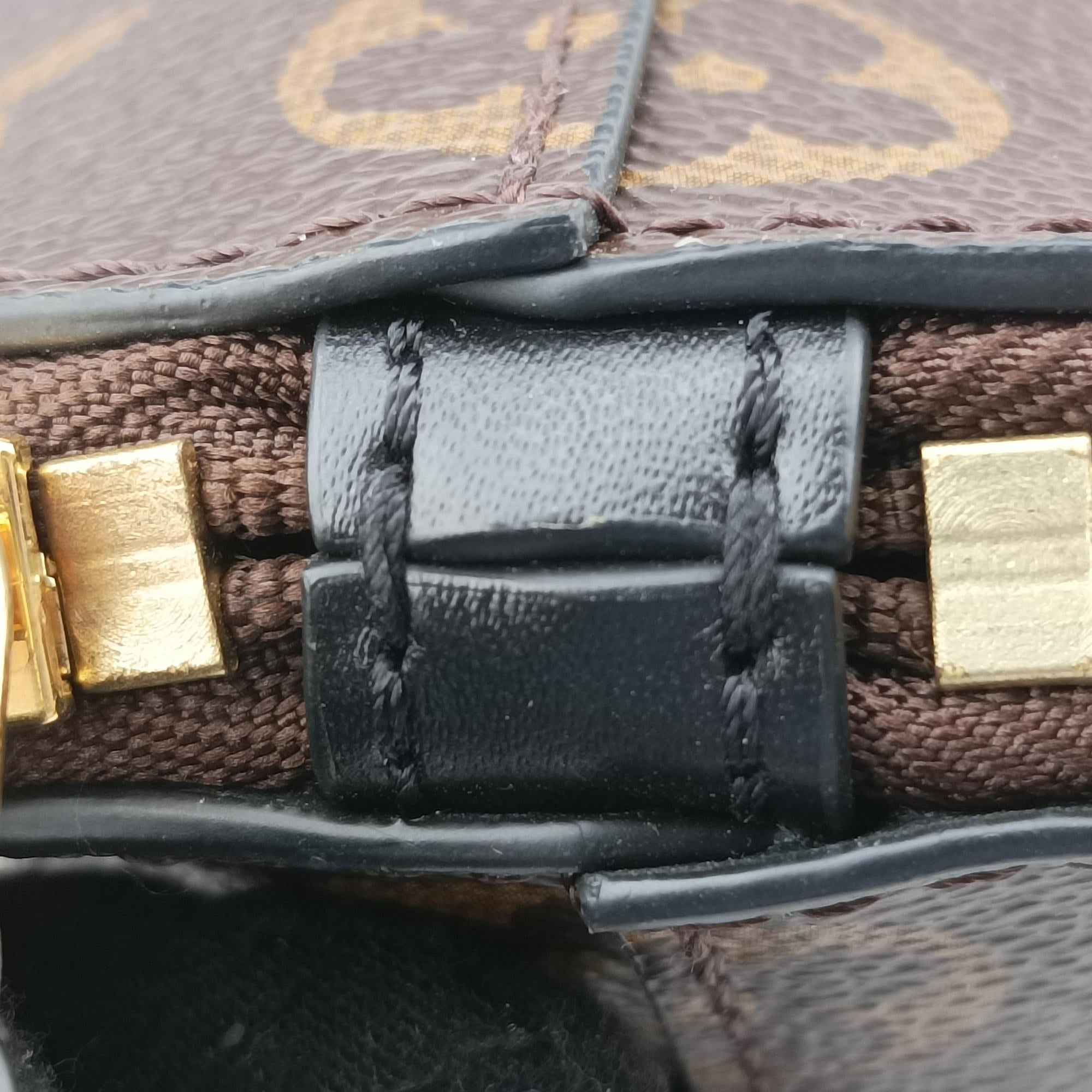 Pre-owned Louis Vuitton Toupie Marron Monogram Coated Canvas × Calfskin Leather M44592 clutchbag | stylenewstar