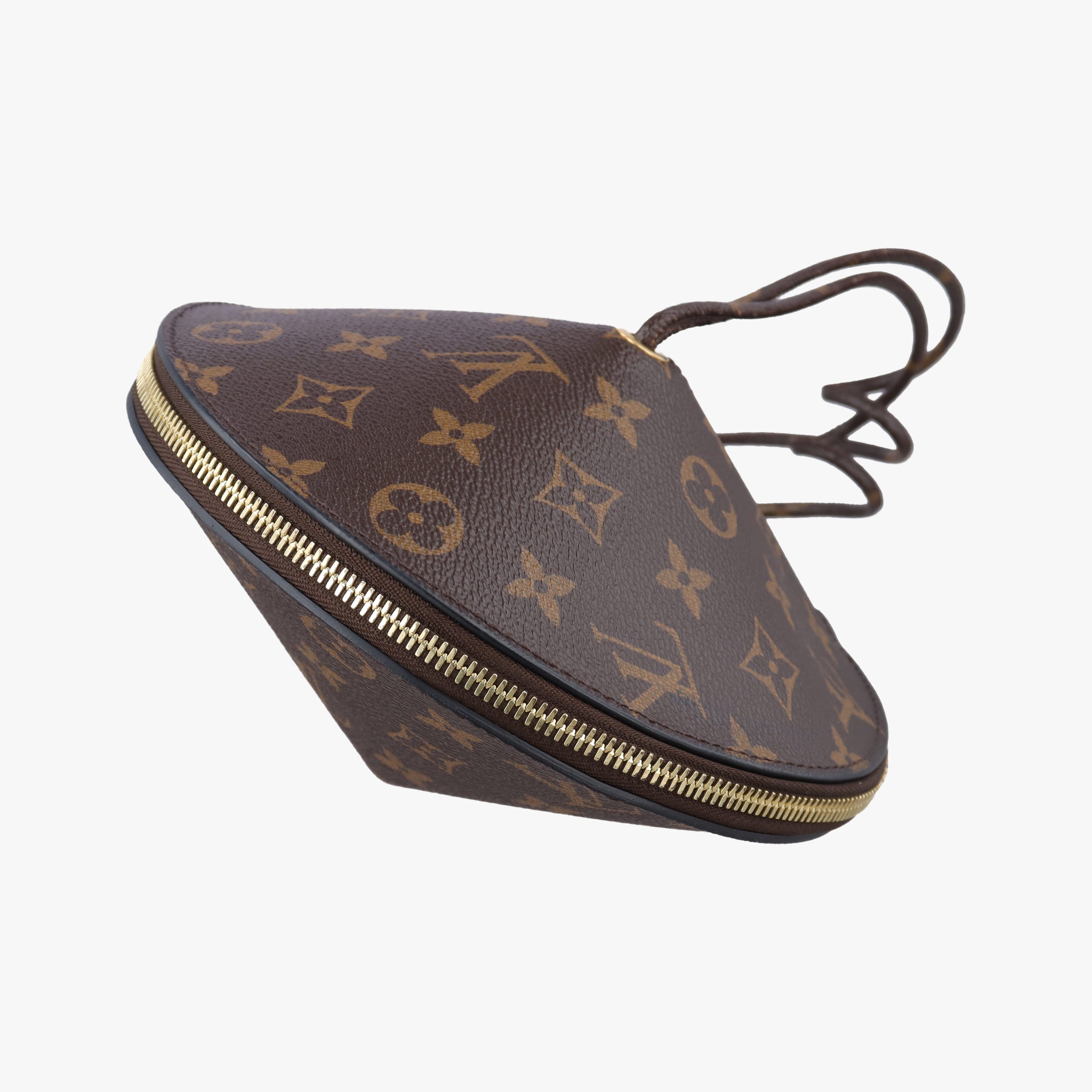 Pre-owned Louis Vuitton Toupie Marron Monogram Coated Canvas × Calfskin Leather M44592 clutchbag | stylenewstar
