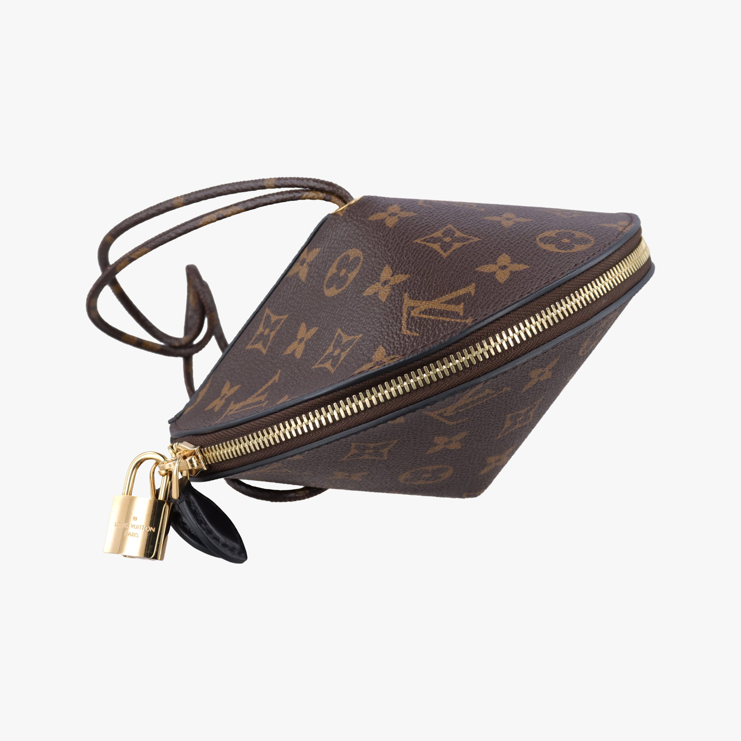 Pre-owned Louis Vuitton Toupie Marron Monogram Coated Canvas × Calfskin Leather M44592 clutchbag | stylenewstar
