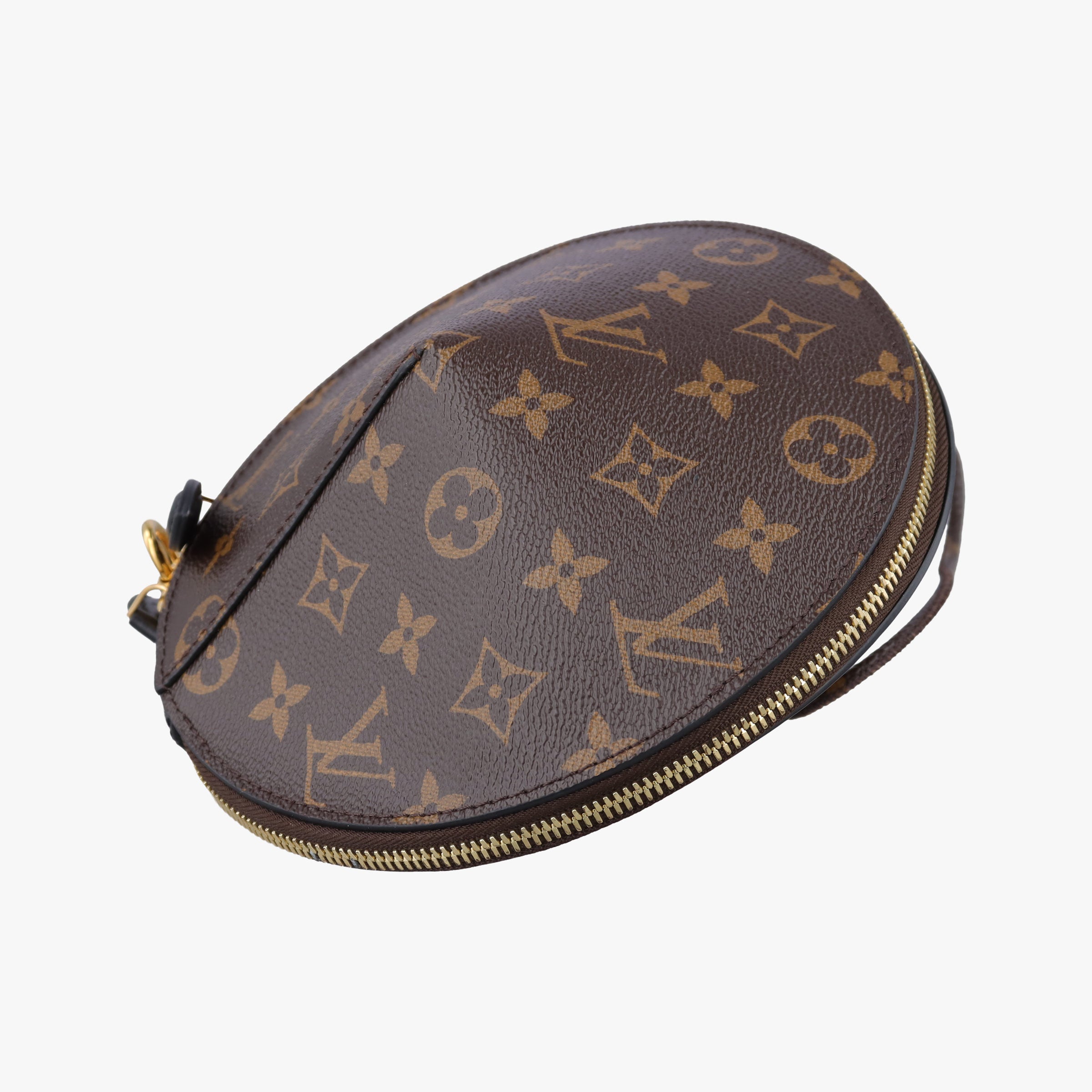 Pre-owned Louis Vuitton Toupie Marron Monogram Coated Canvas × Calfskin Leather M44592 clutchbag | stylenewstar