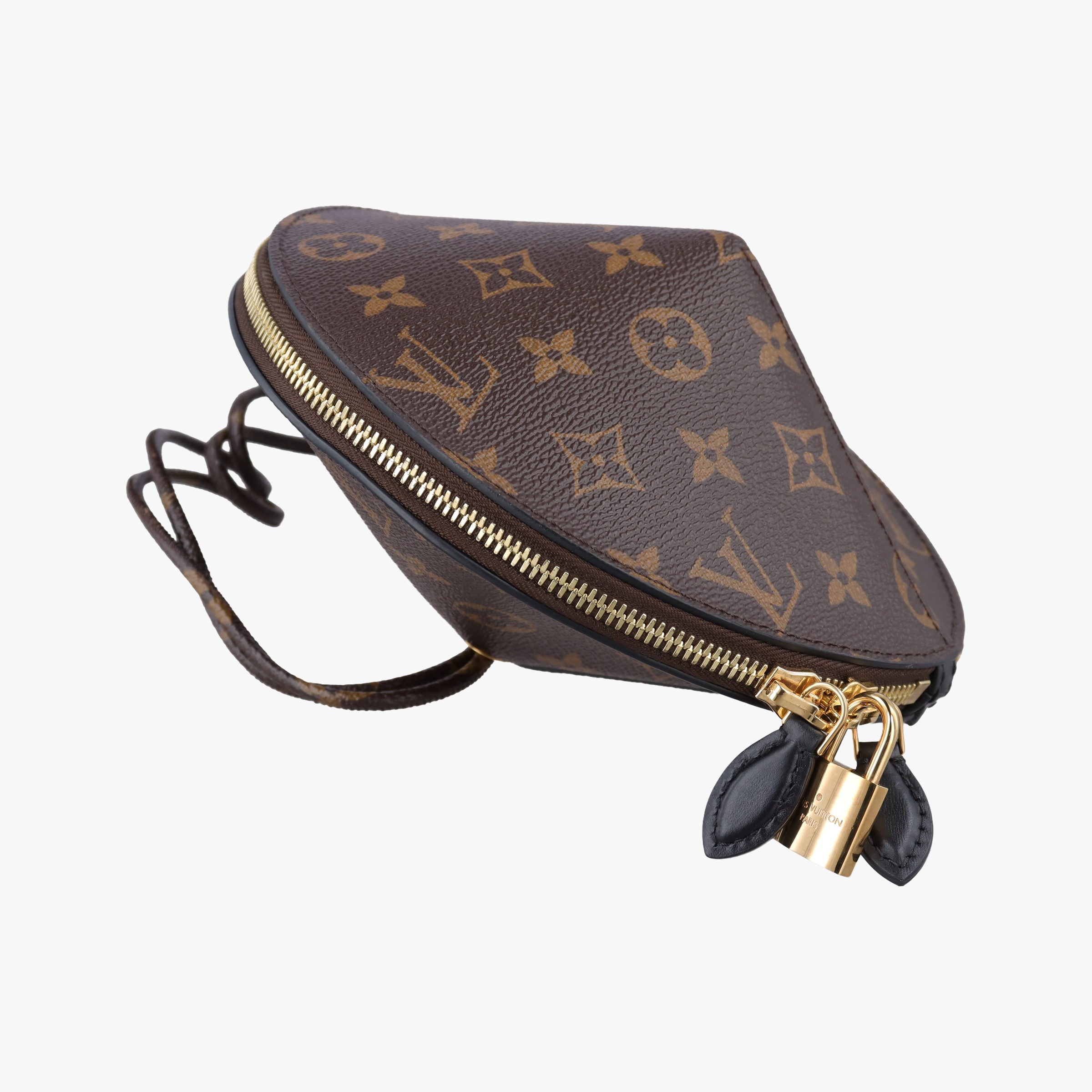 Pre-owned Louis Vuitton Toupie Marron Monogram Coated Canvas × Calfskin Leather M44592 clutchbag | stylenewstar