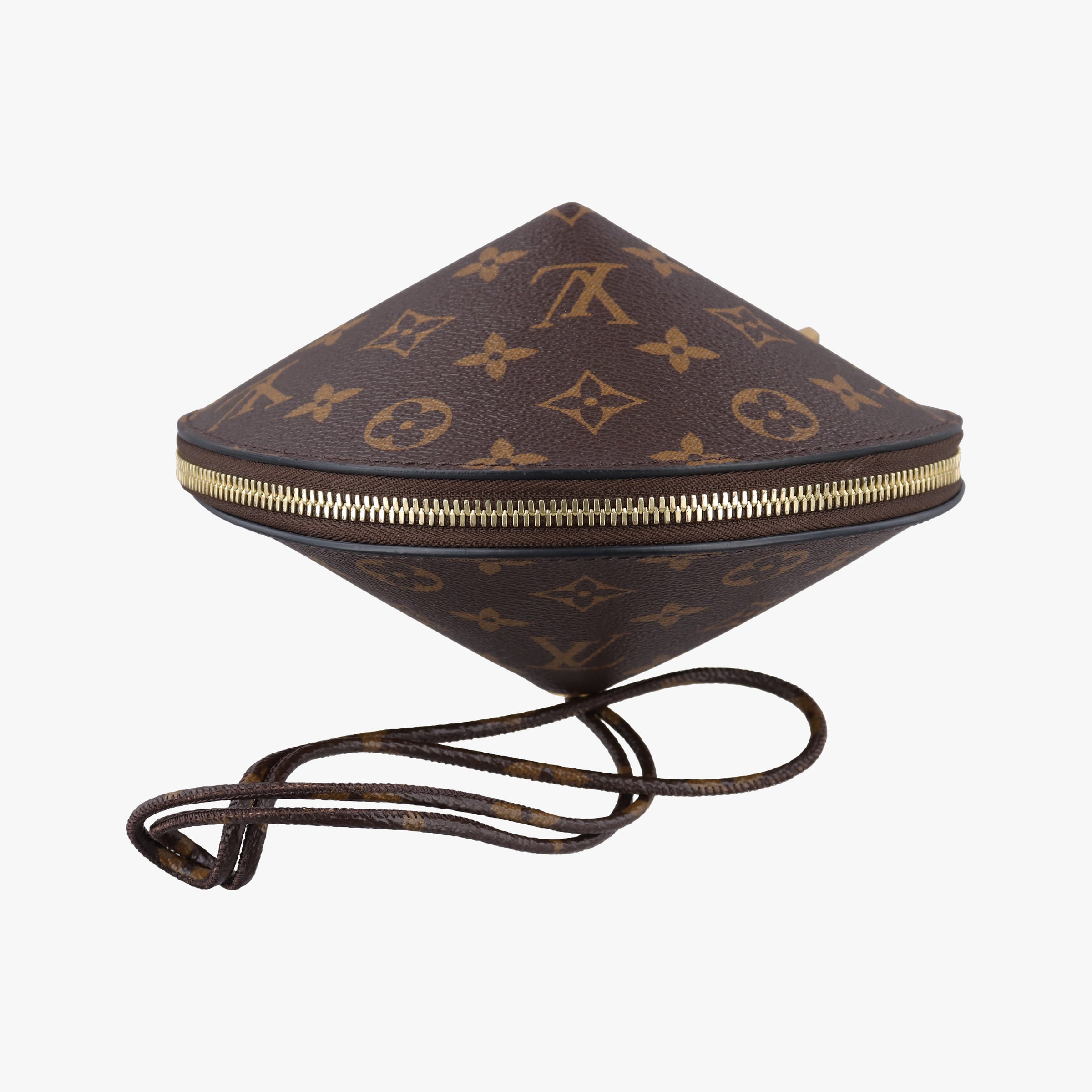 Pre-owned Louis Vuitton Toupie Marron Monogram Coated Canvas × Calfskin Leather M44592 clutchbag | stylenewstar