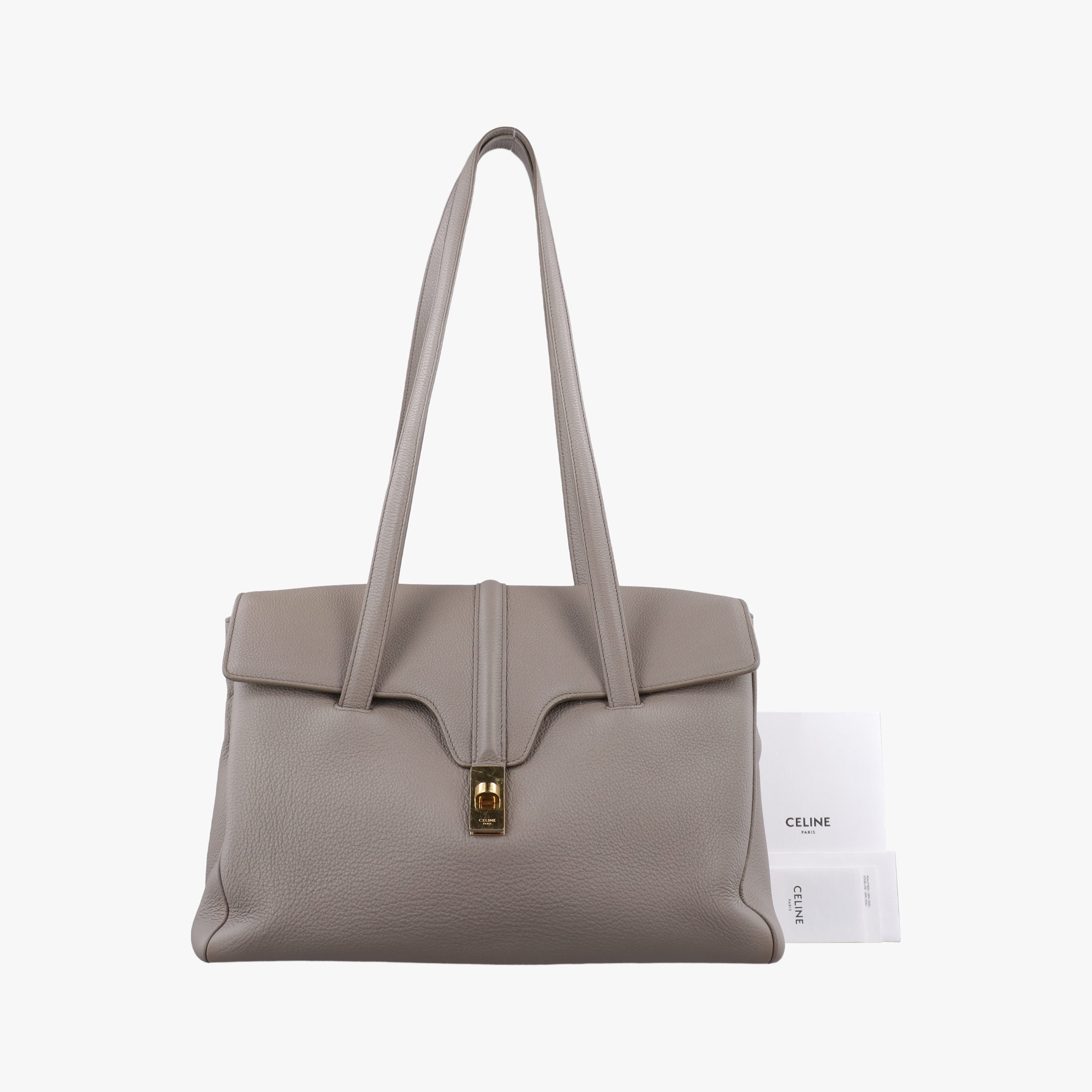 Pre-owned Celine Large 16 Tote Grey Leather  shoulderbag | stylenewstar