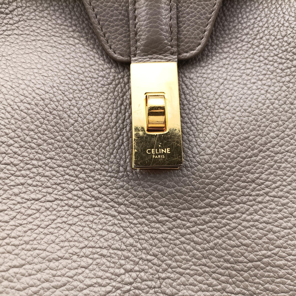 Pre-owned Celine Large 16 Tote Grey Leather  shoulderbag | stylenewstar