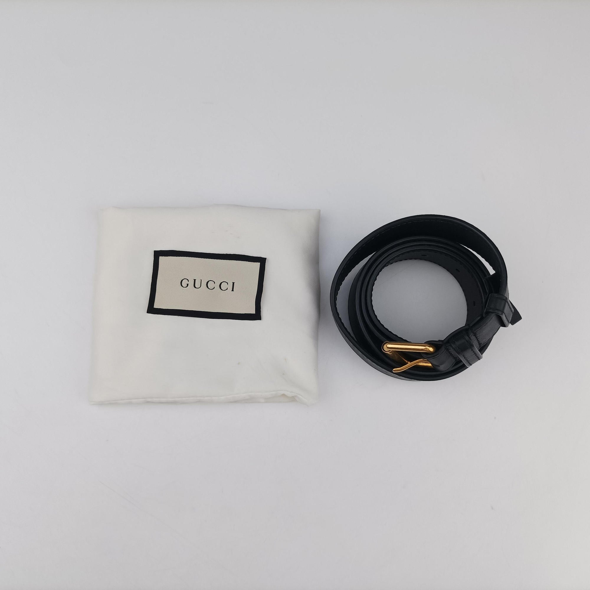 Pre-owned Gucci GG Marmont Black Leather 476434 bum bag/waist bag | stylenewstar