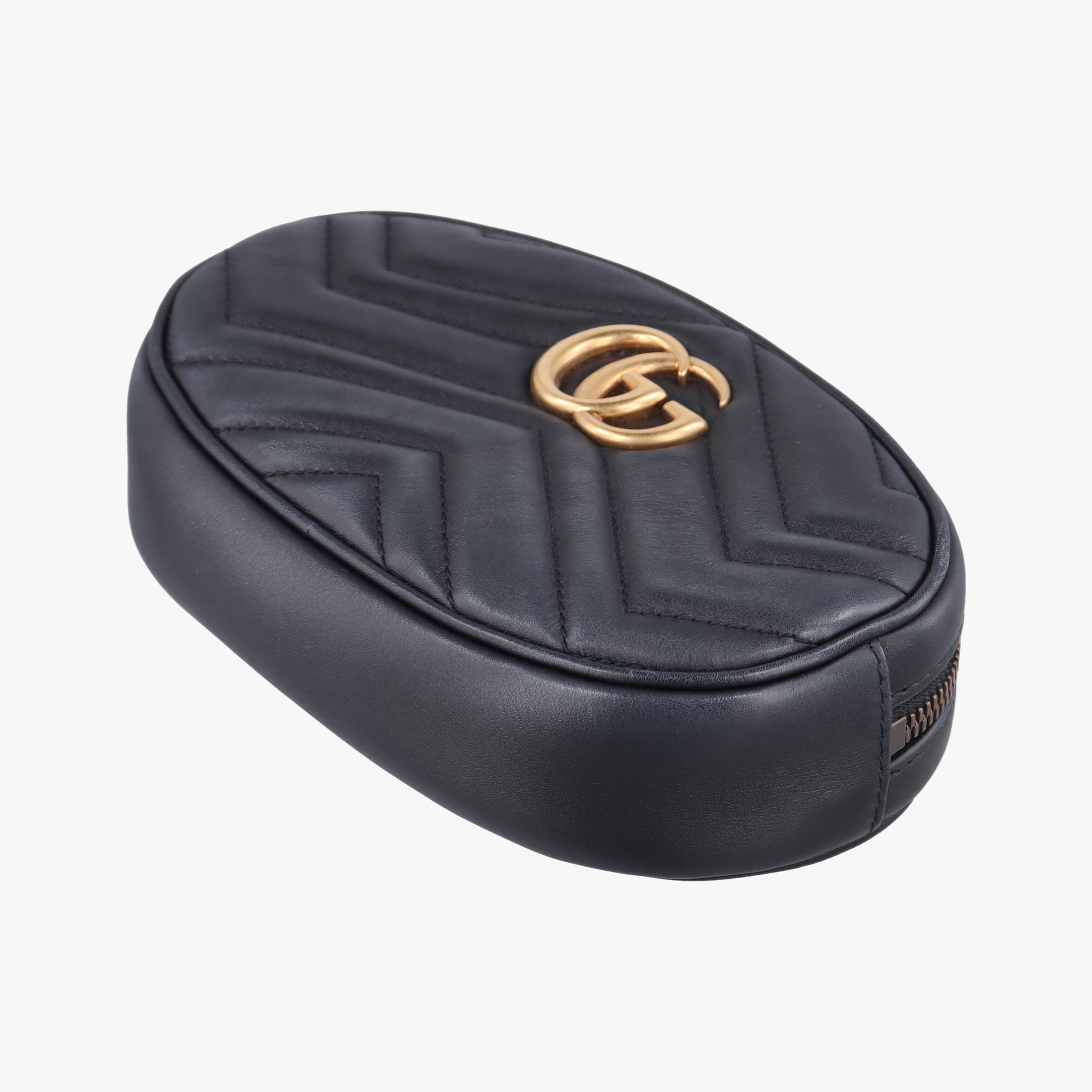 Pre-owned Gucci GG Marmont Black Leather 476434 bum bag/waist bag | stylenewstar