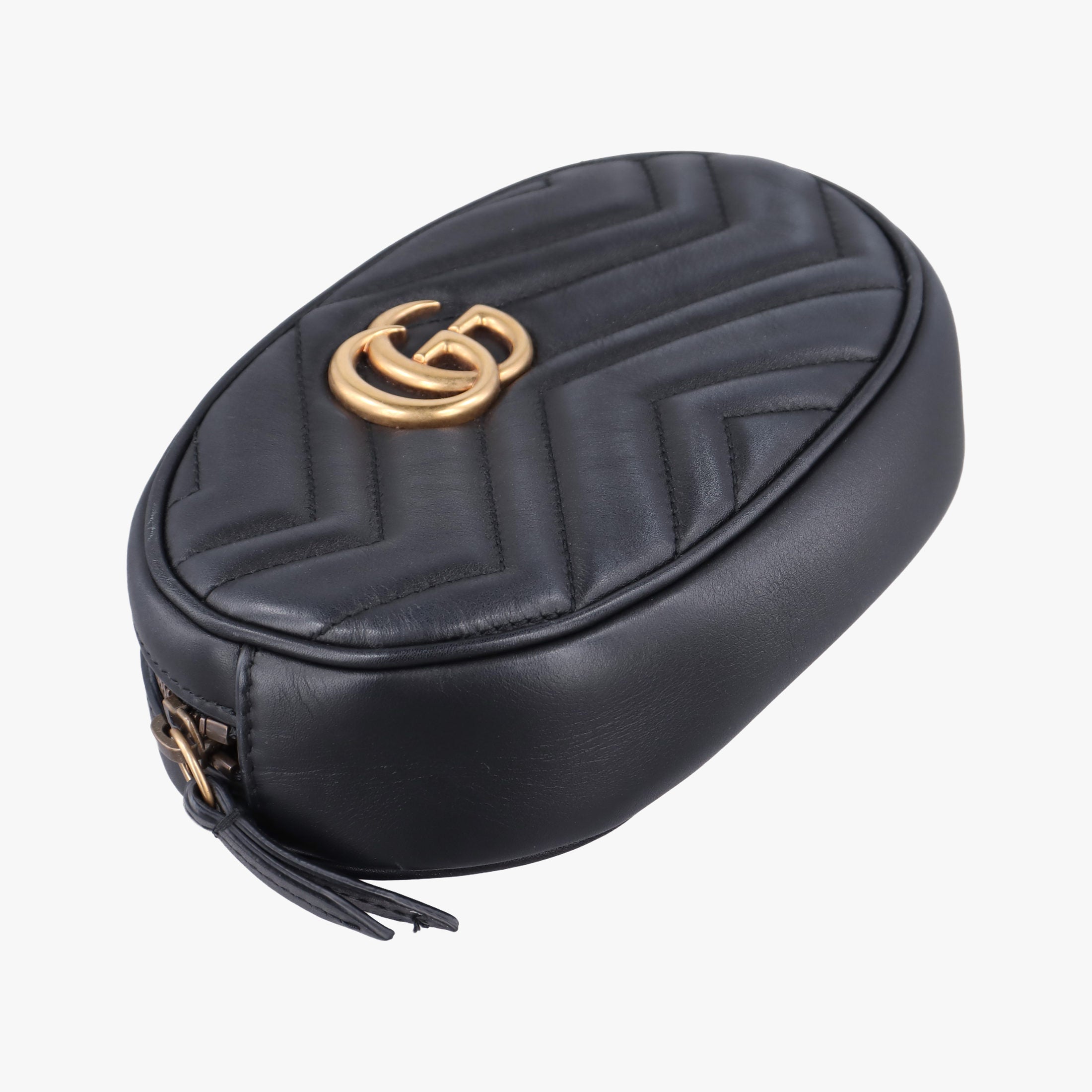 Pre-owned Gucci GG Marmont Black Leather 476434 bum bag/waist bag | stylenewstar