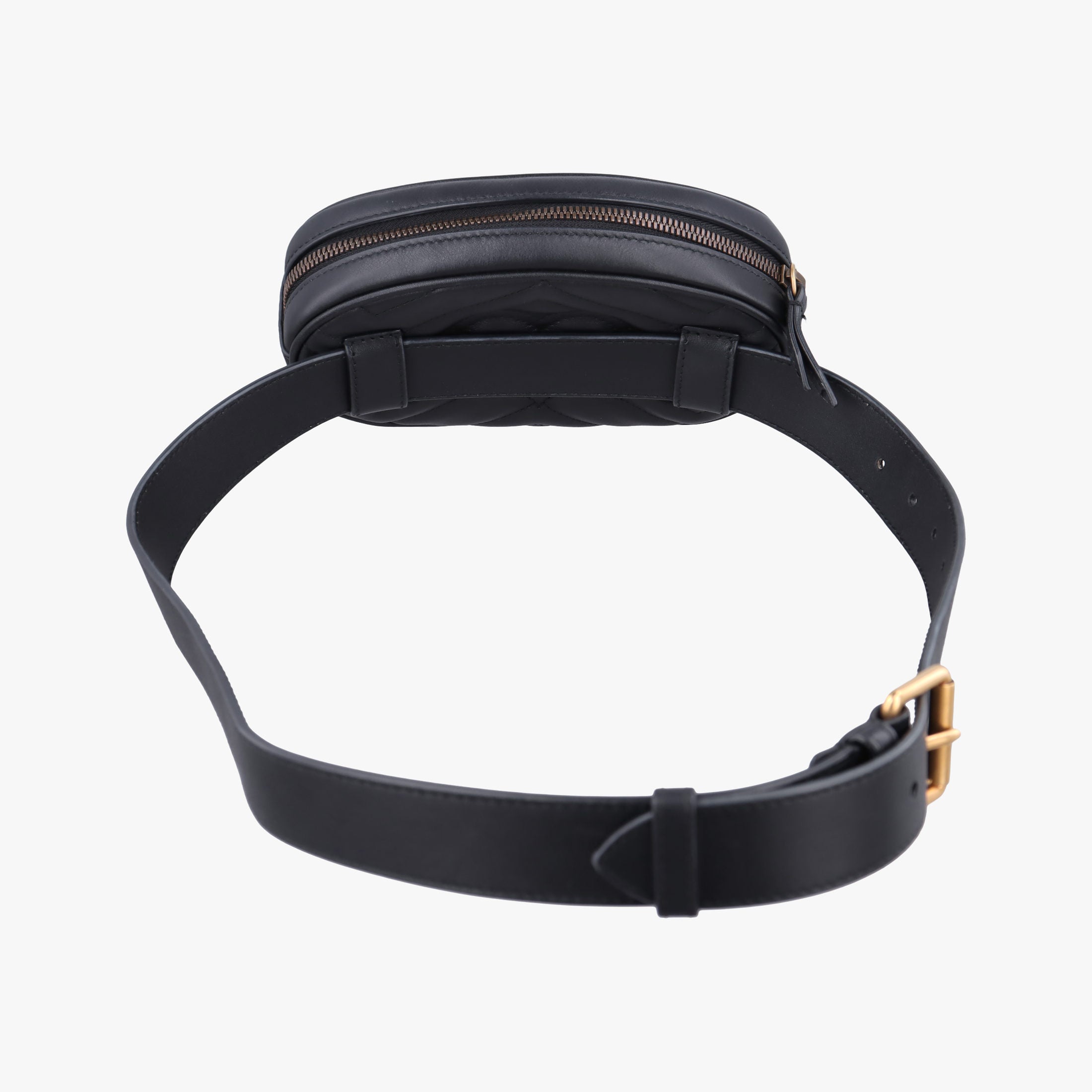 Pre-owned Gucci GG Marmont Black Leather 476434 bum bag/waist bag | stylenewstar
