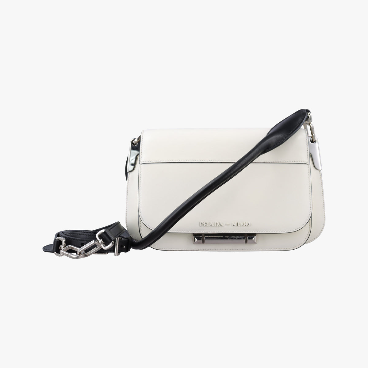 Pre-owned Prada Sybille White Leather  shoulderbag | stylenewstar