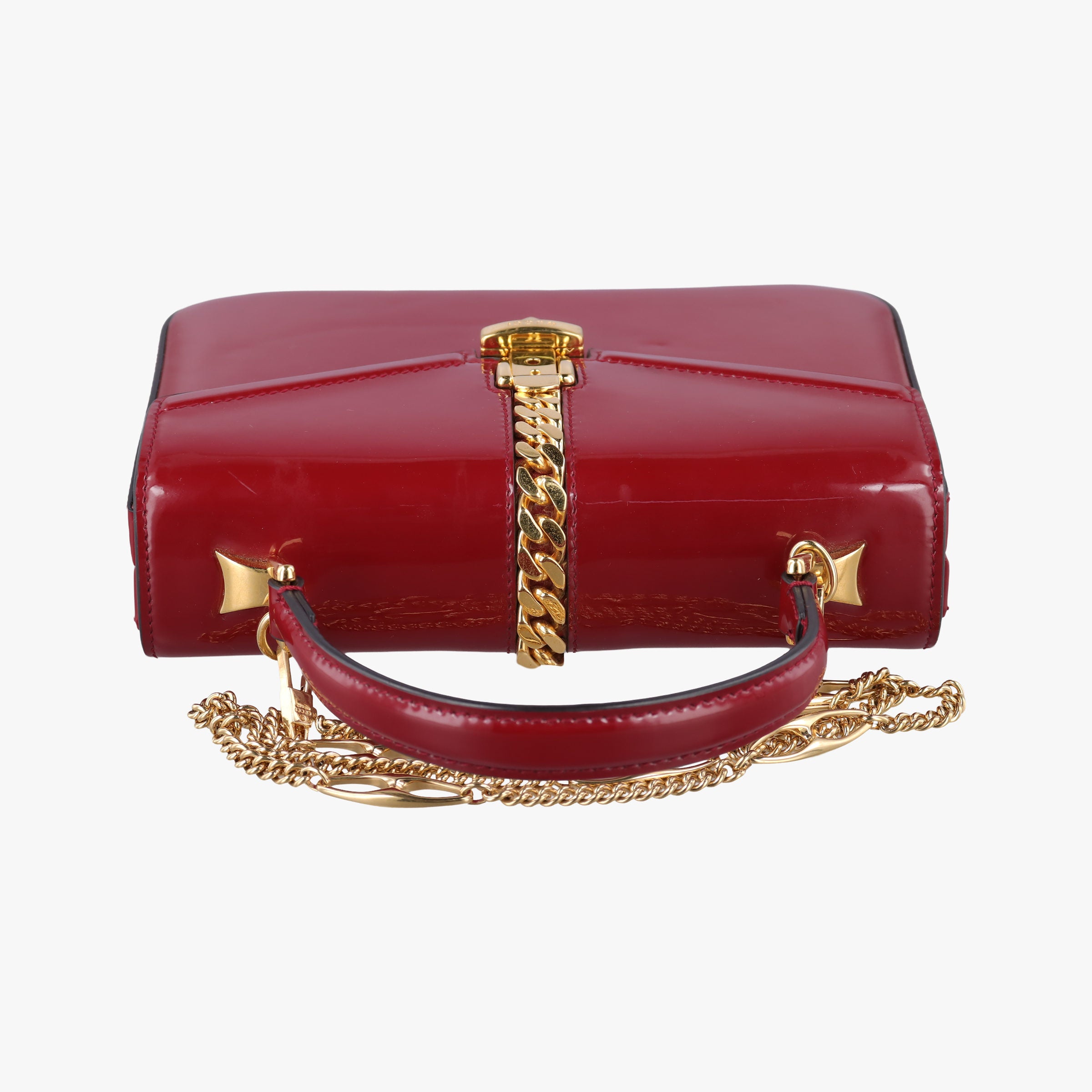 Pre-owned Gucci Sylvie Red Patent Leather 589479 shoulderbag | stylenewstar