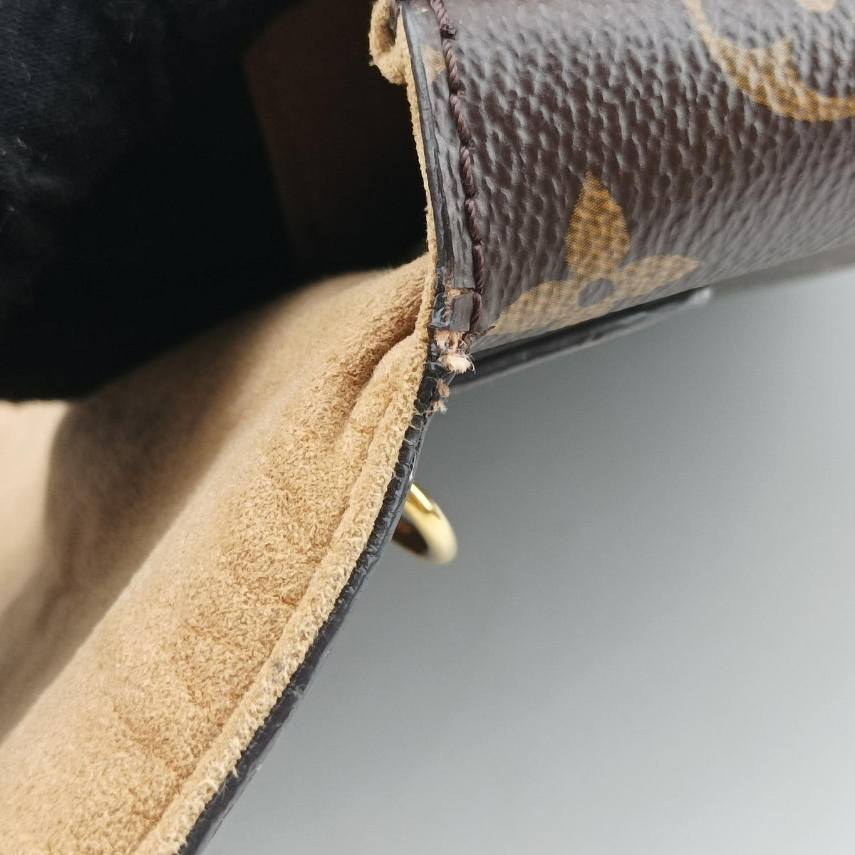 Pre-owned Louis Vuitton MARIGNAN brown×SESAME Monogram Canvas×calf leather M44544 shoulderbag | stylenewstar