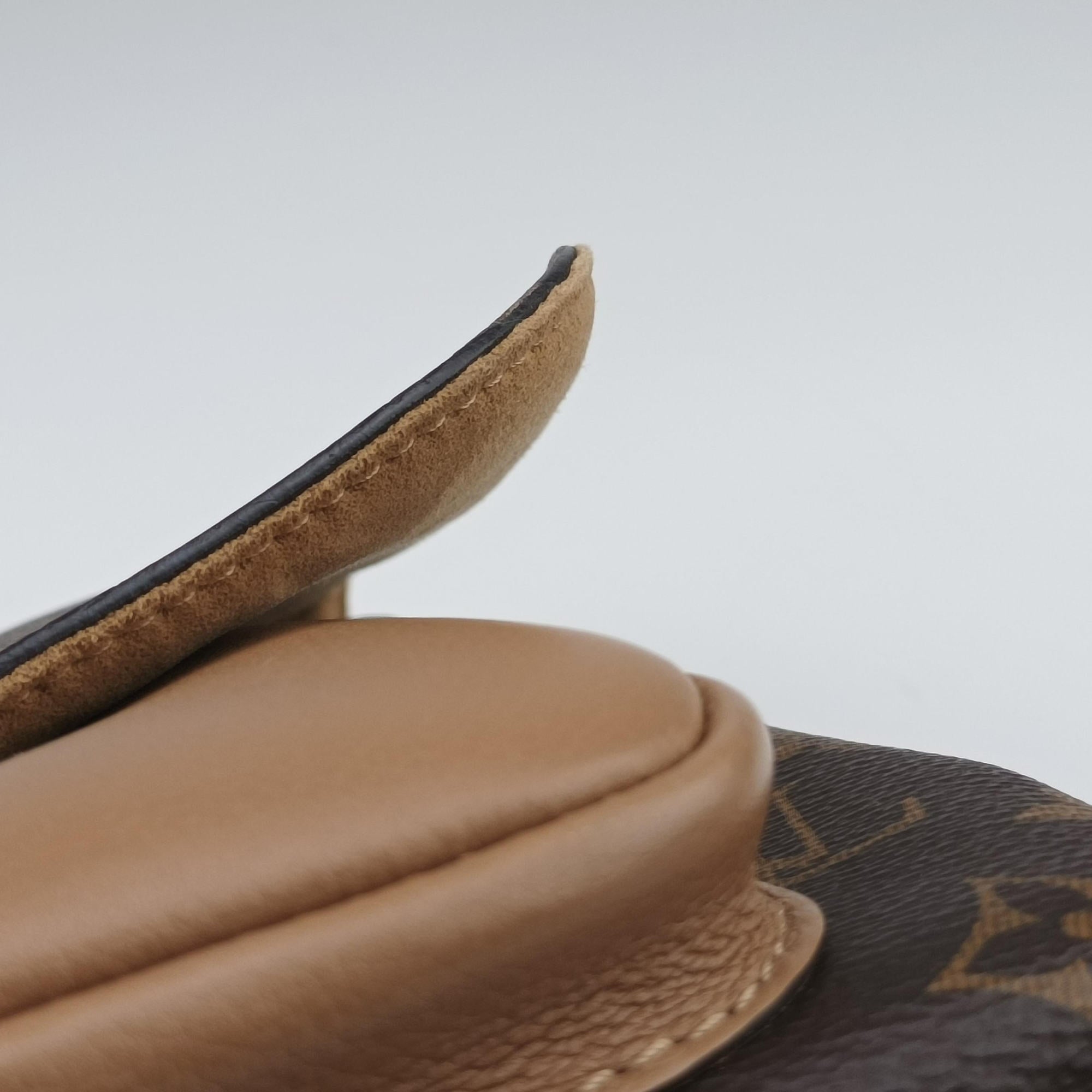 Pre-owned Louis Vuitton MARIGNAN brown×SESAME Monogram Canvas×calf leather M44544 shoulderbag | stylenewstar