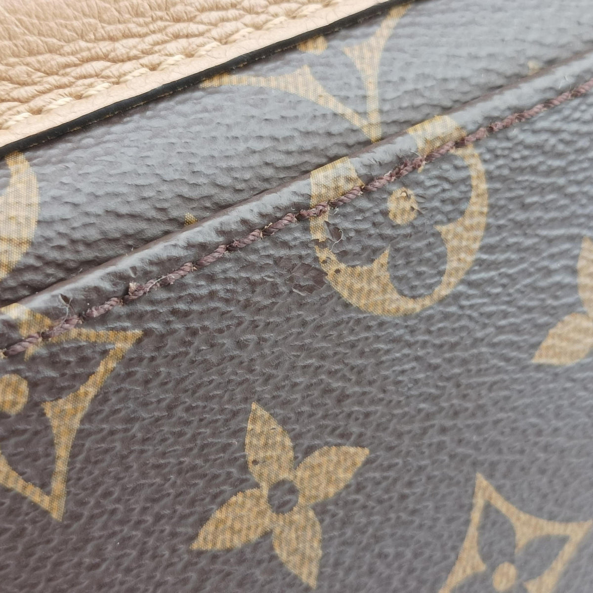 Pre-owned Louis Vuitton MARIGNAN brown×SESAME Monogram Canvas×calf leather M44544 shoulderbag | stylenewstar