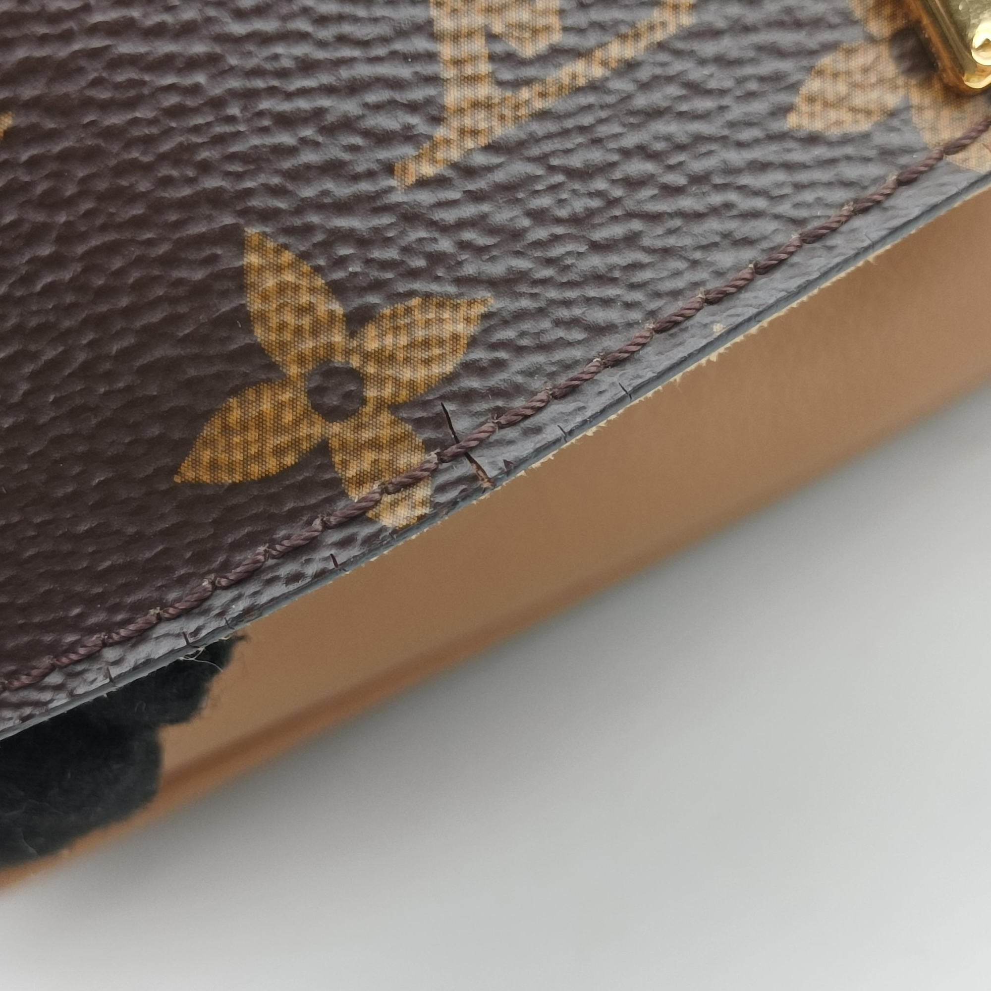 Pre-owned Louis Vuitton MARIGNAN brown×SESAME Monogram Canvas×calf leather M44544 shoulderbag | stylenewstar