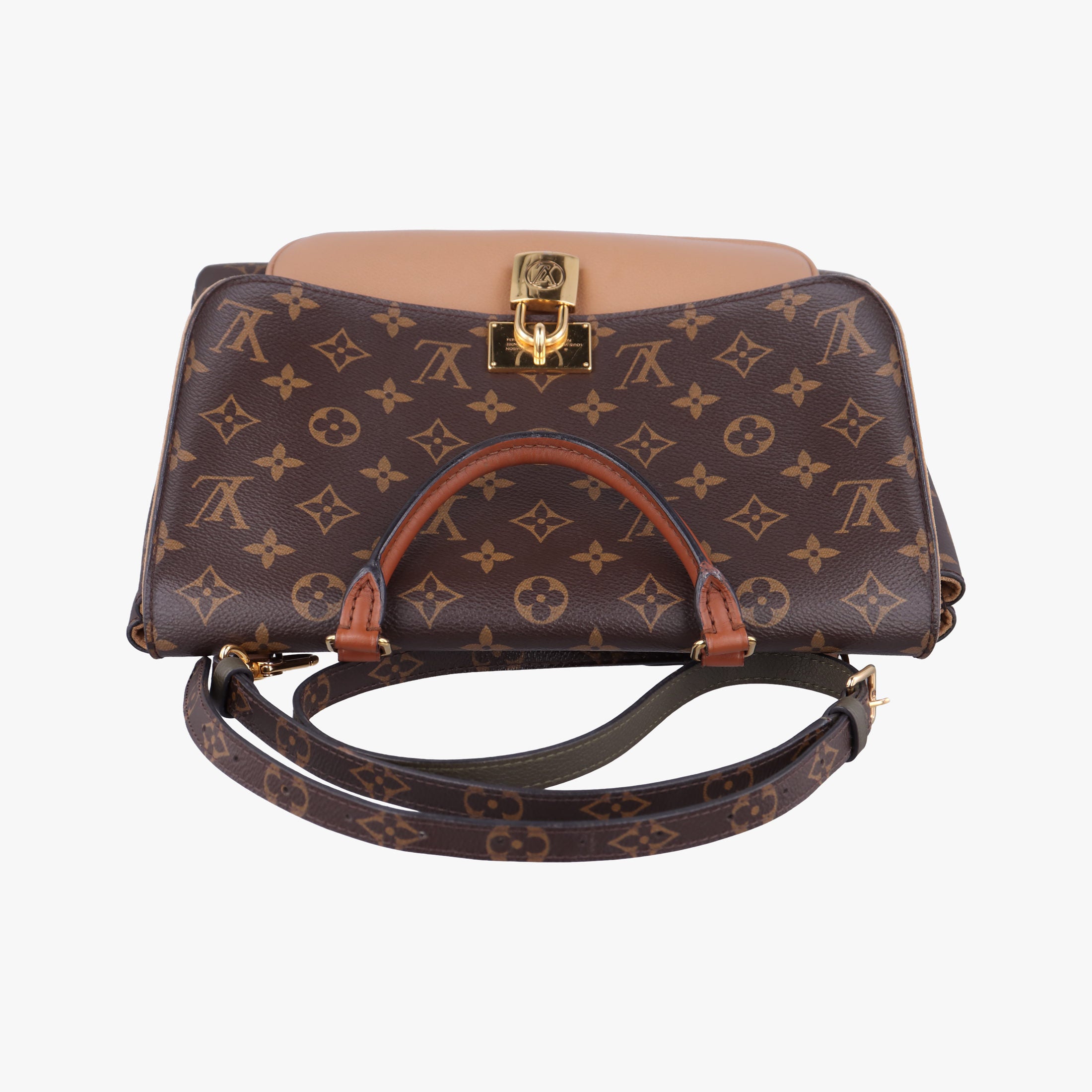 Pre-owned Louis Vuitton MARIGNAN brown×SESAME Monogram Canvas×calf leather M44544 shoulderbag | stylenewstar