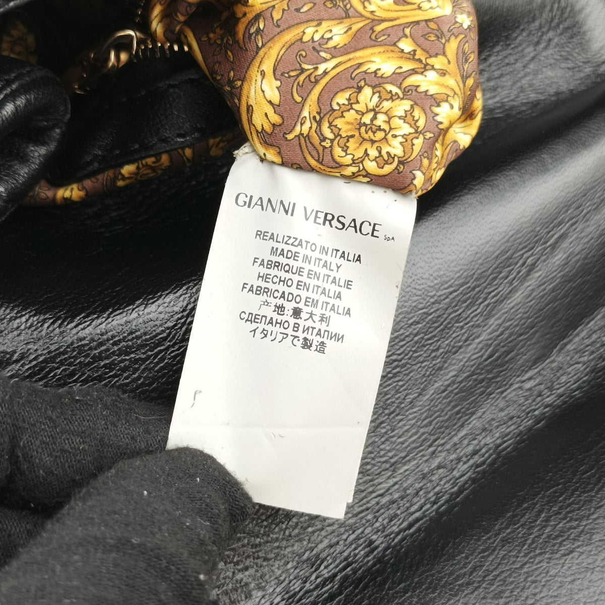 Pre-owned VERSACE Embossed Leather Talia Vanitas Black Leather  shoulderbag | stylenewstar