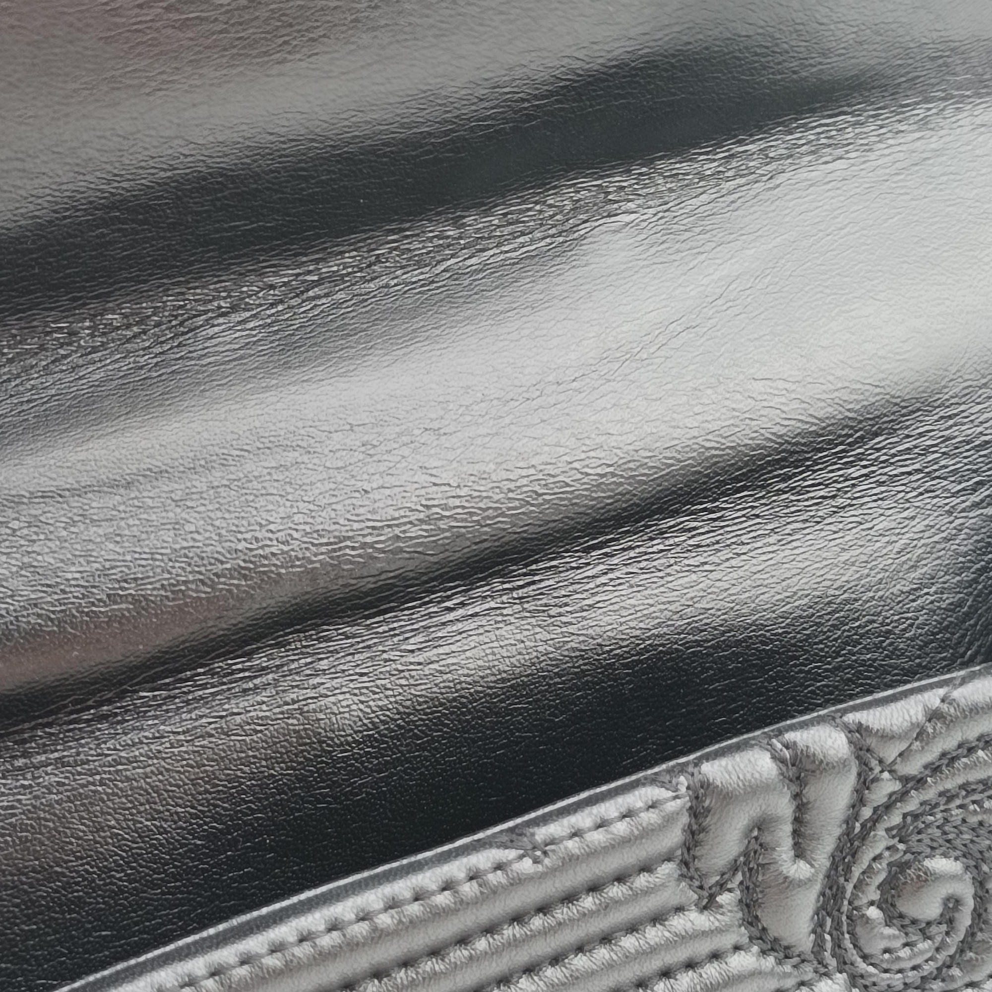 Pre-owned VERSACE Embossed Leather Talia Vanitas Black Leather  shoulderbag | stylenewstar