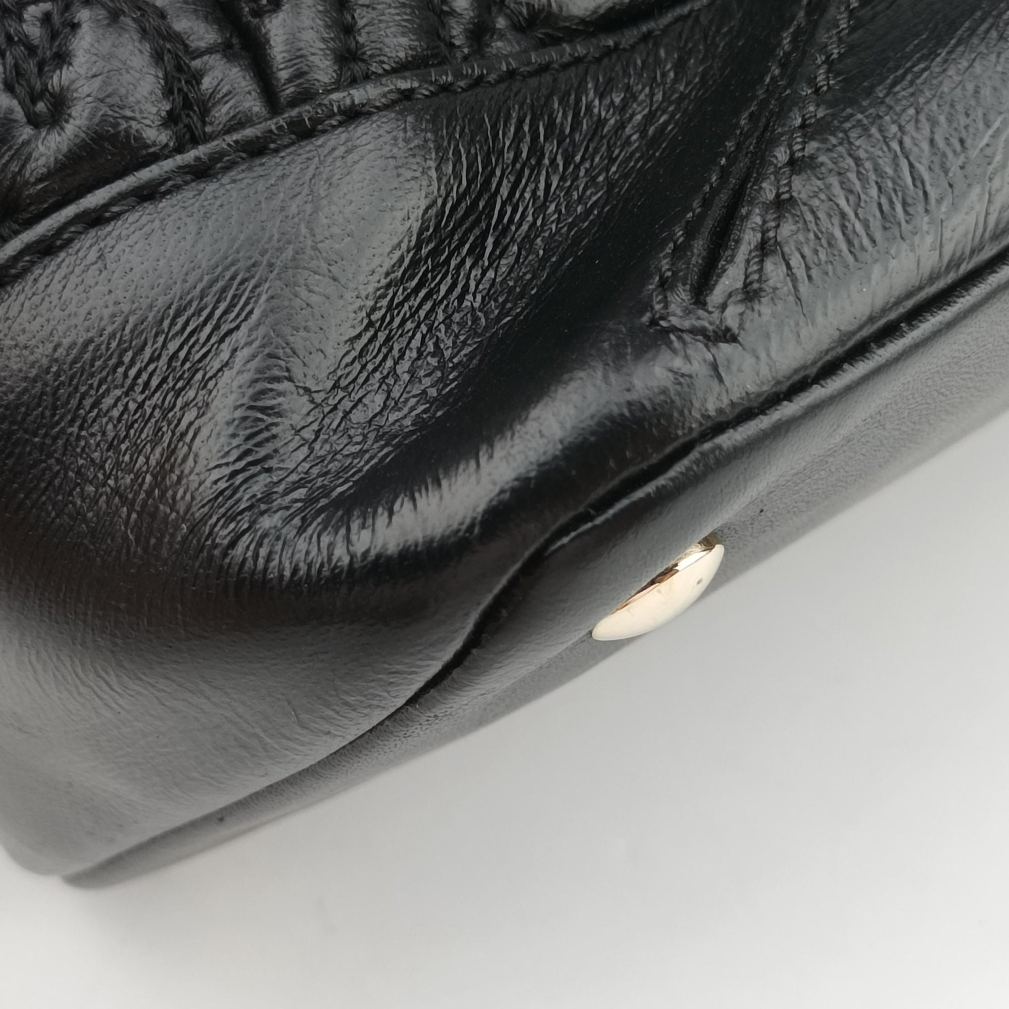 Pre-owned VERSACE Embossed Leather Talia Vanitas Black Leather  shoulderbag | stylenewstar