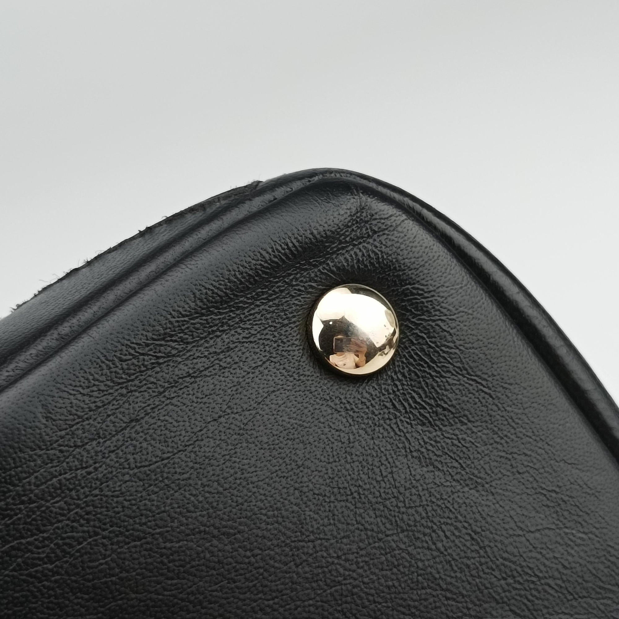 Pre-owned VERSACE Embossed Leather Talia Vanitas Black Leather  shoulderbag | stylenewstar