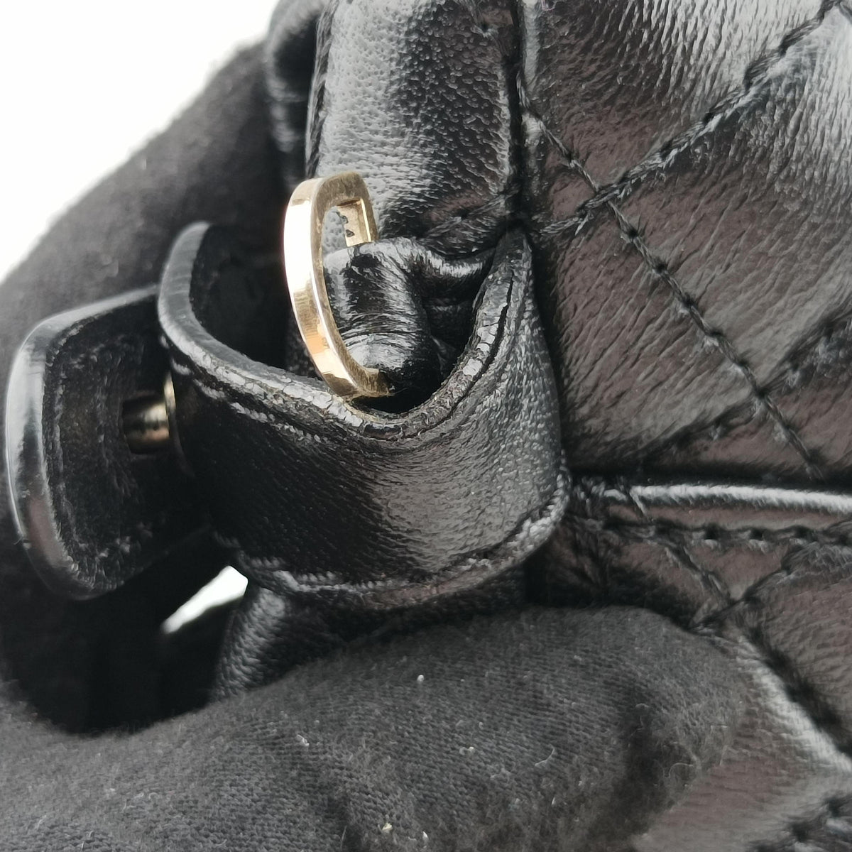 Pre-owned VERSACE Embossed Leather Talia Vanitas Black Leather  shoulderbag | stylenewstar