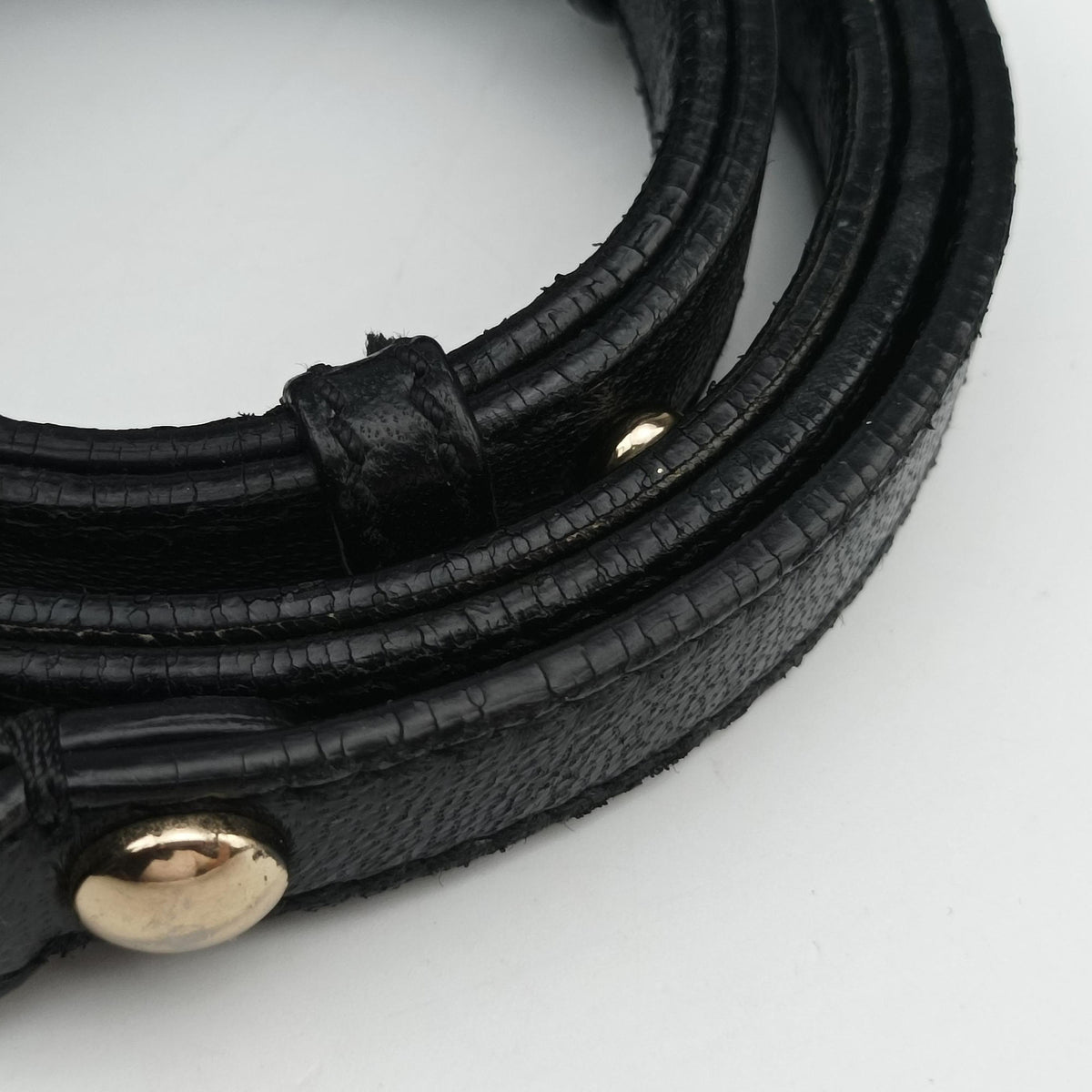 Pre-owned VERSACE Embossed Leather Talia Vanitas Black Leather  shoulderbag | stylenewstar
