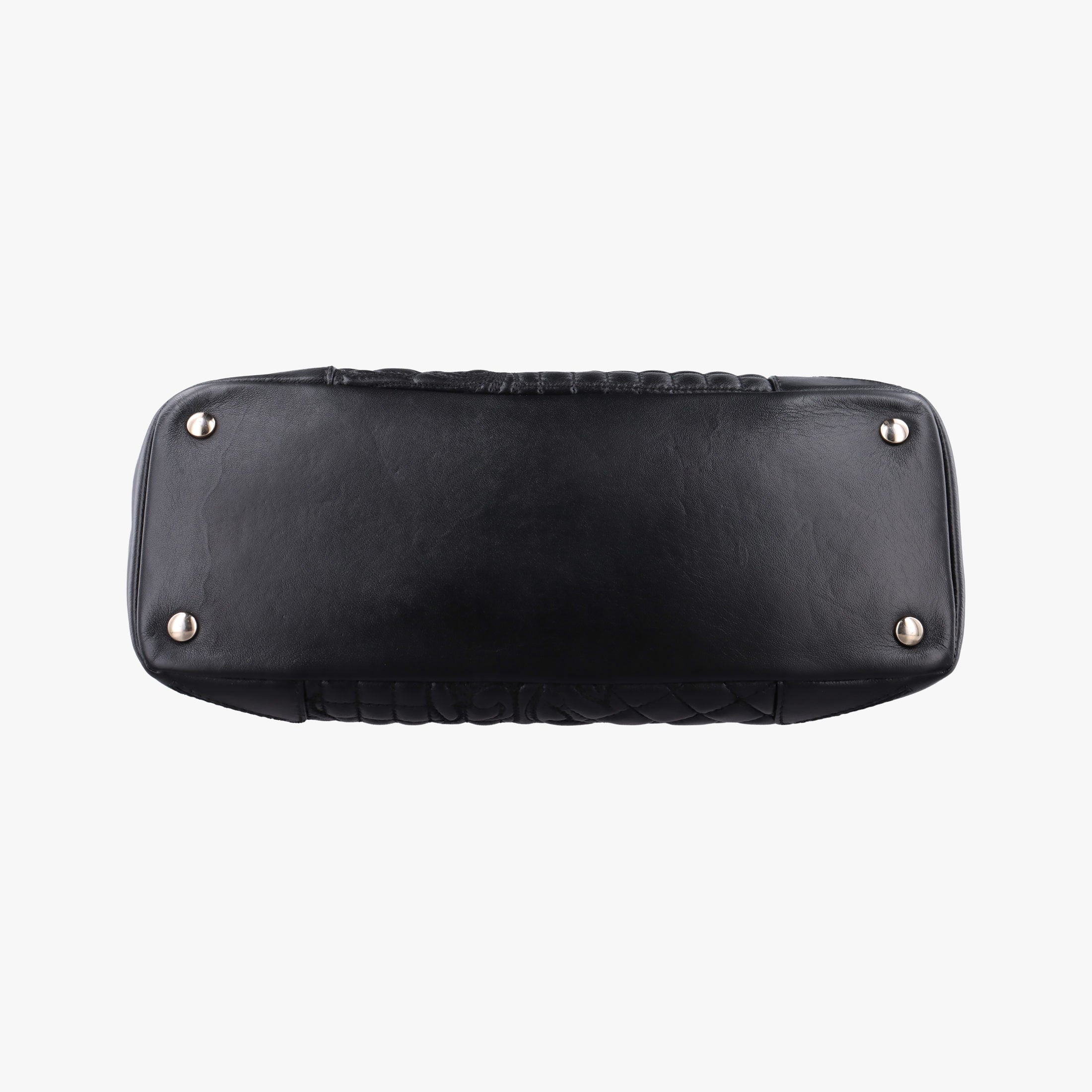 Pre-owned VERSACE Embossed Leather Talia Vanitas Black Leather  shoulderbag | stylenewstar