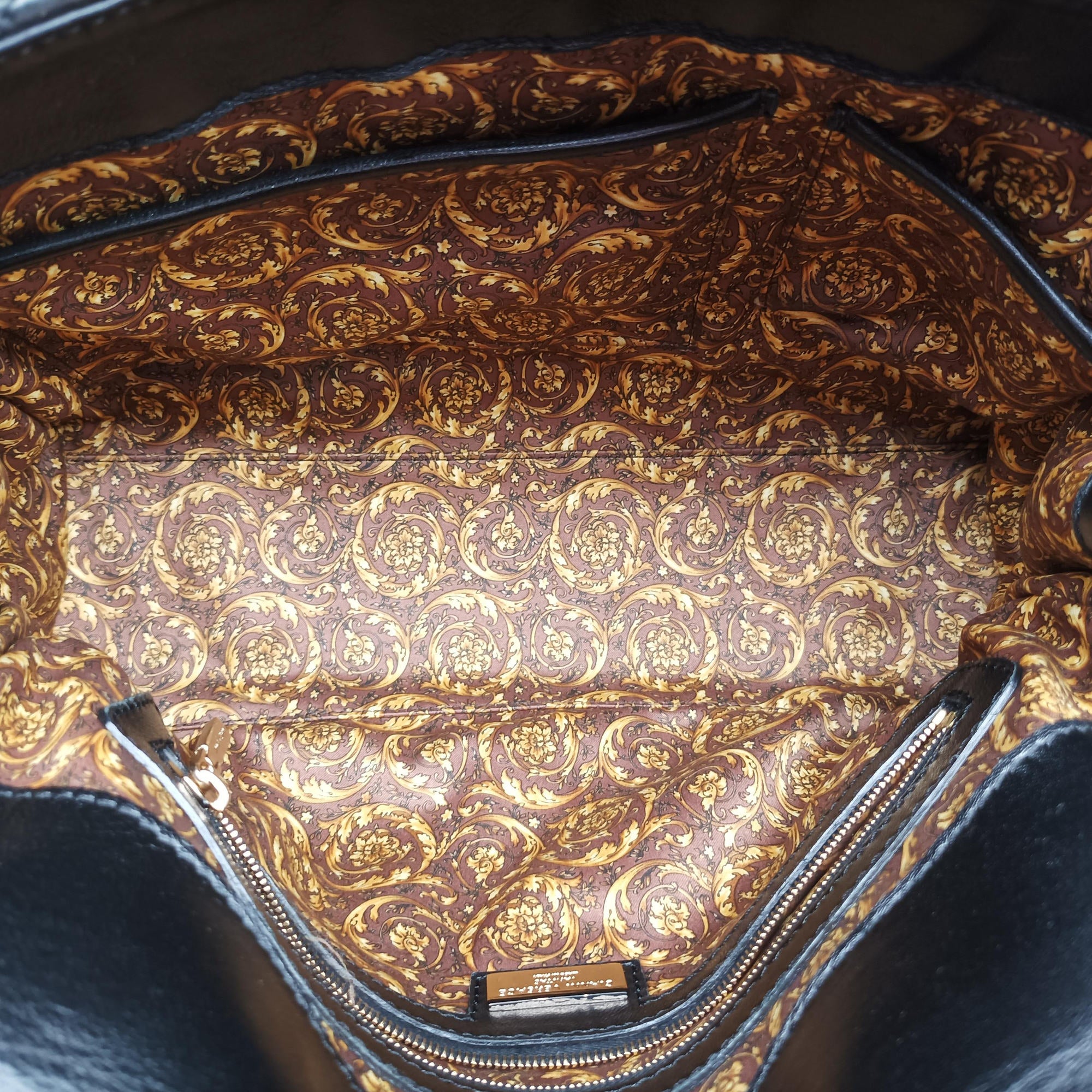 Pre-owned VERSACE Embossed Leather Talia Vanitas Black Leather  shoulderbag | stylenewstar