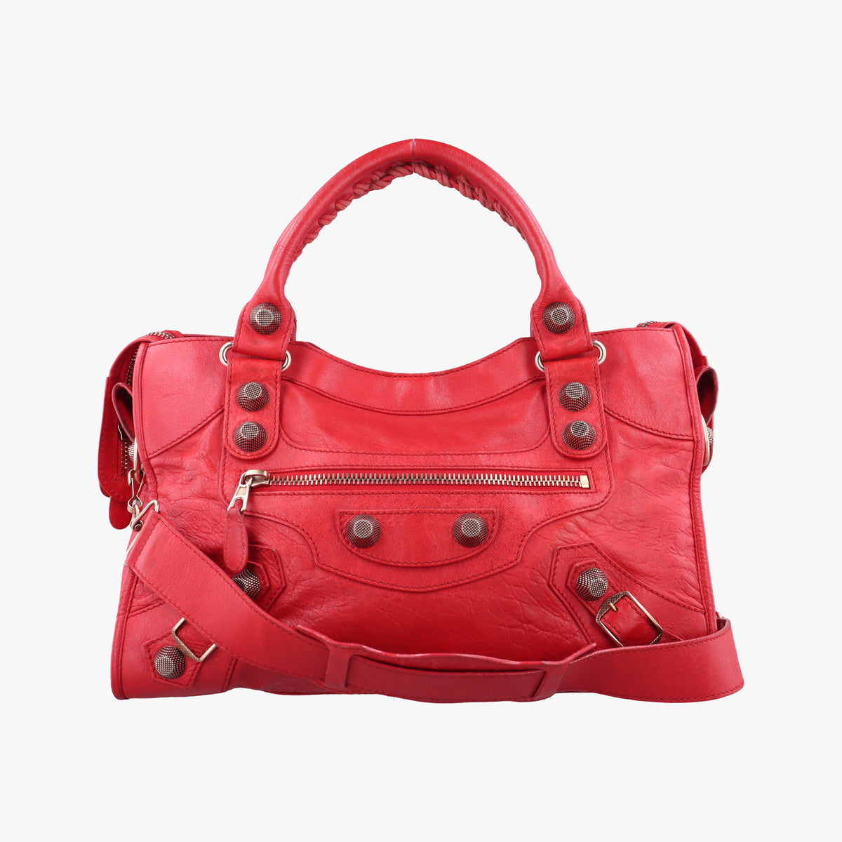 Pre-owned Balenciaga Giant City Red lambskin  shoulderbag | stylenewstar