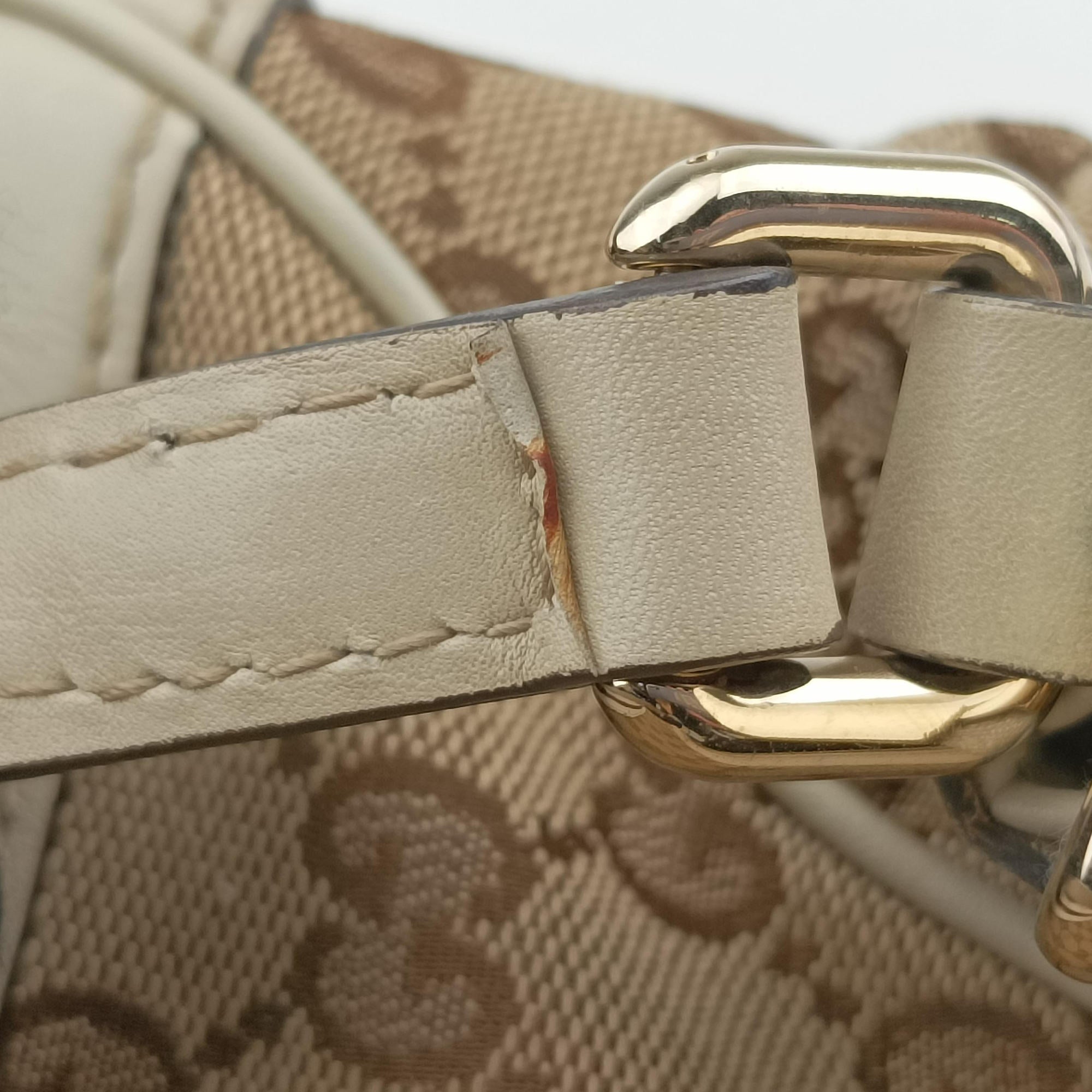 Secondhand Gucci Guccissima Mayfair Beige×Multicolour canvas×leather 269893 handbag | stylenewstar