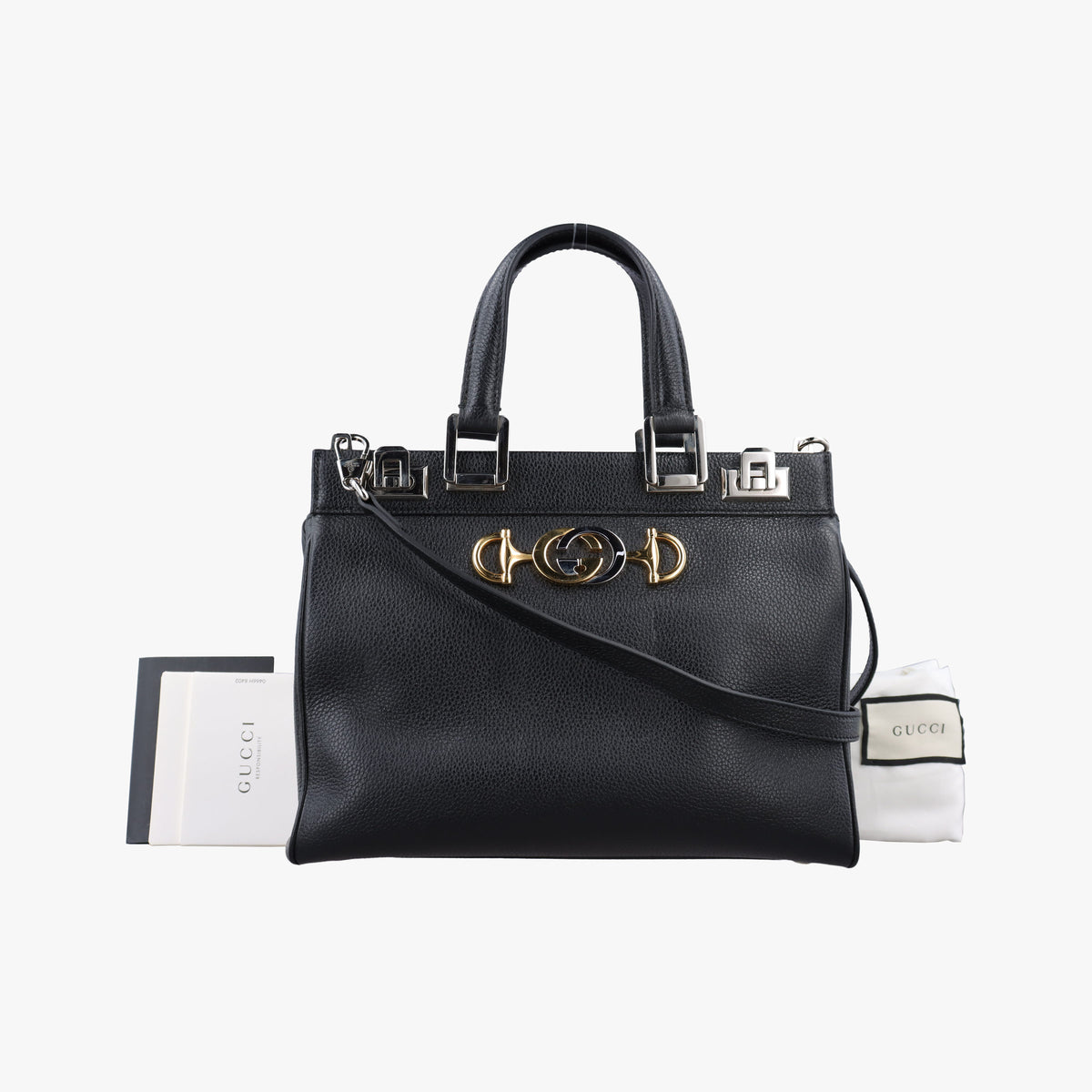 Pre-owned Gucci Zumi Black Leather 569712 shoulderbag | stylenewstar