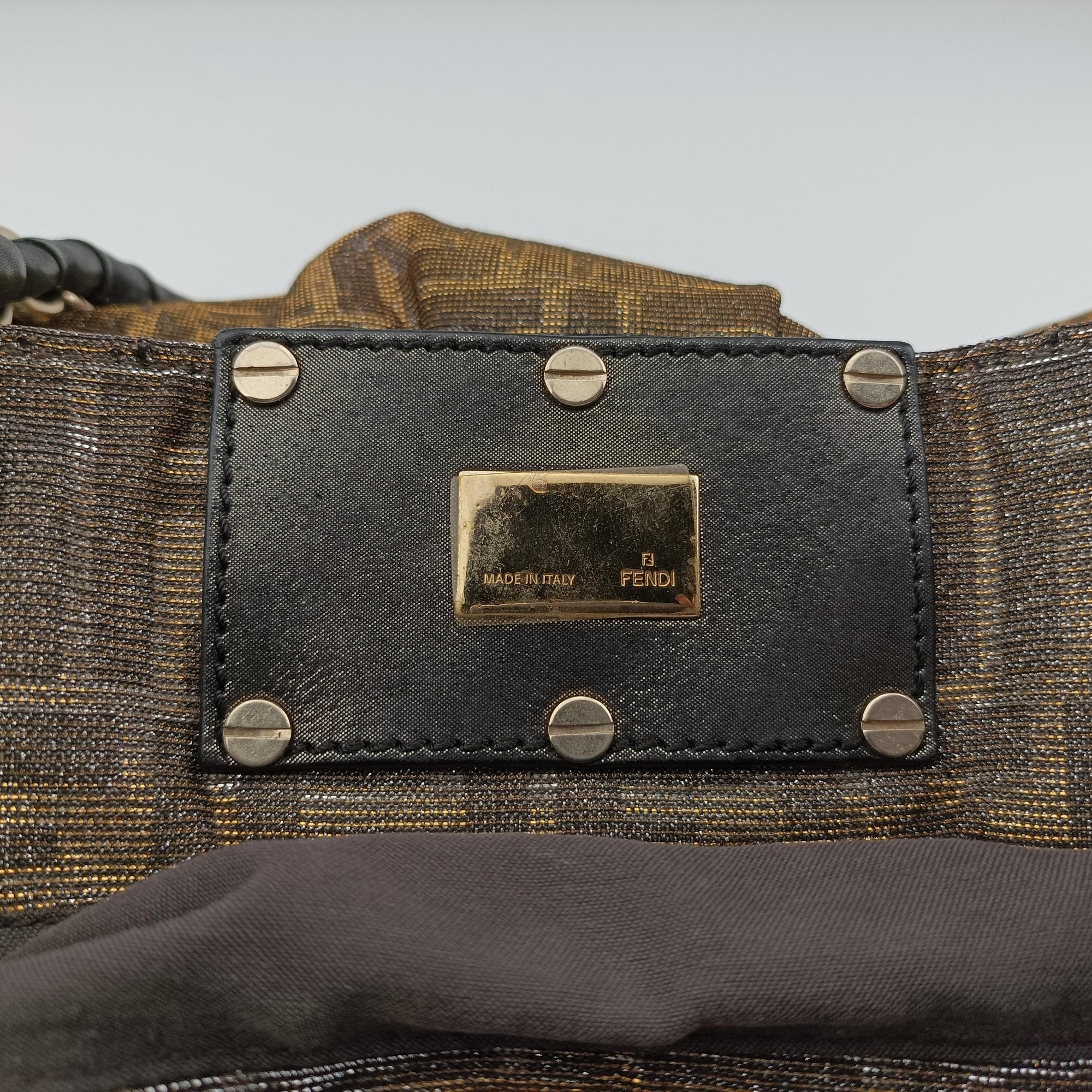 Pre-owned Fendi Mia Golden fabric 8BR616 shoulderbag | stylenewstar