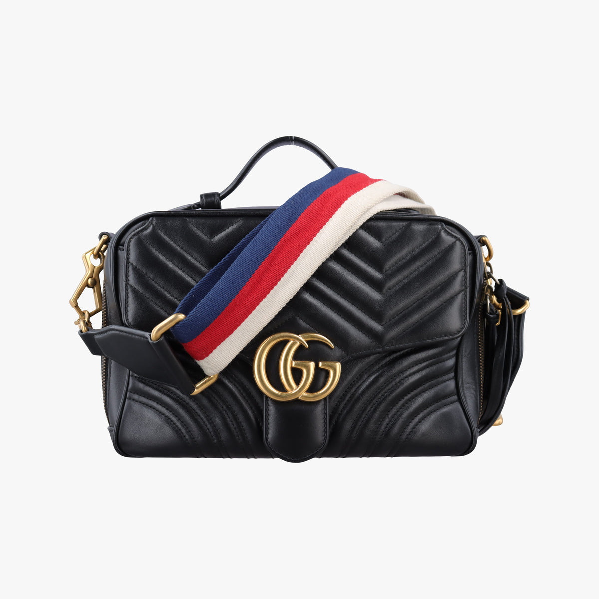 Pre-owned Gucci GG Marmont Black Leather 498100 shoulderbag | stylenewstar