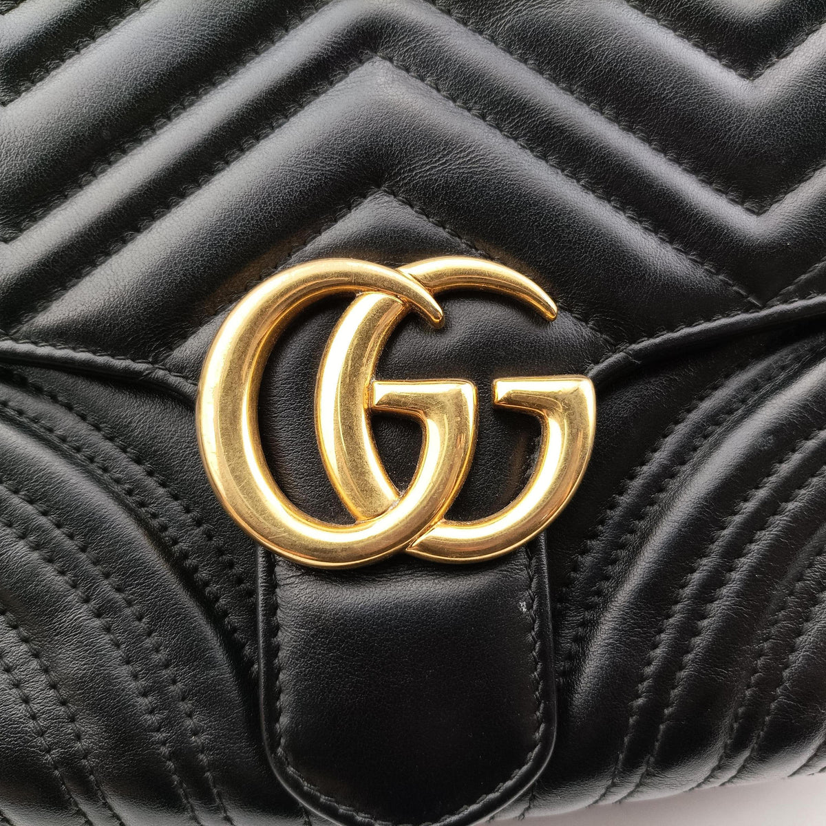 Pre-owned Gucci GG Marmont Black Leather 498100 shoulderbag | stylenewstar