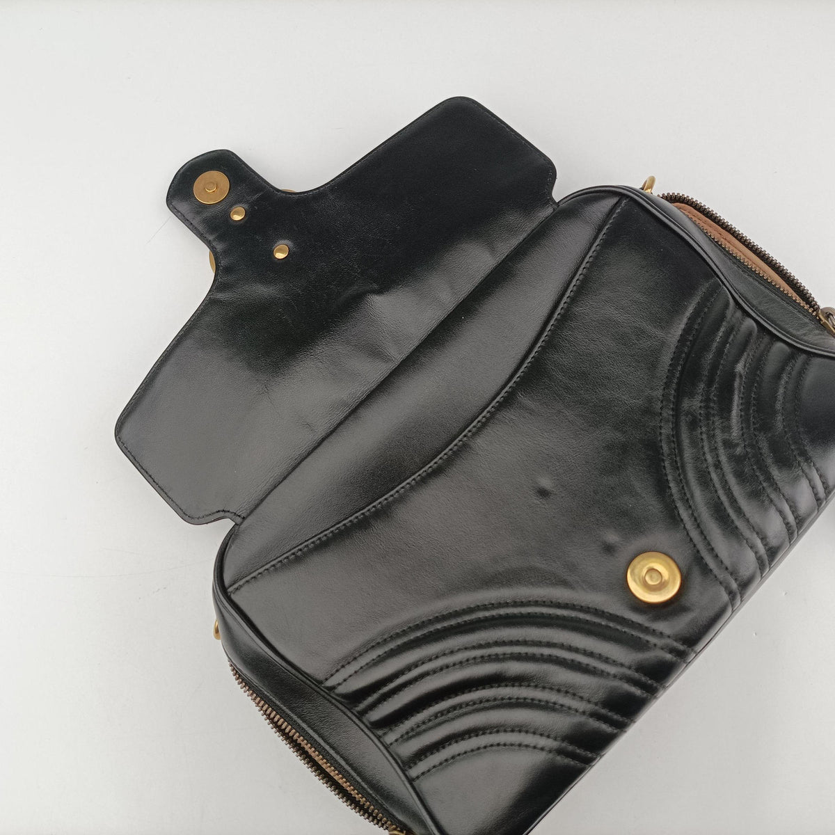 Pre-owned Gucci GG Marmont Black Leather 498100 shoulderbag | stylenewstar