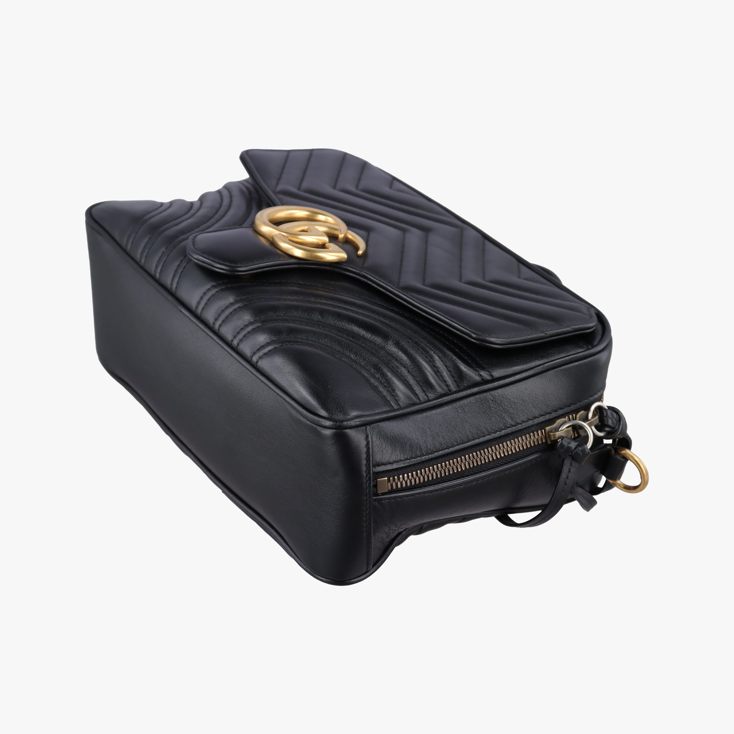 Pre-owned Gucci GG Marmont Black Leather 498100 shoulderbag | stylenewstar